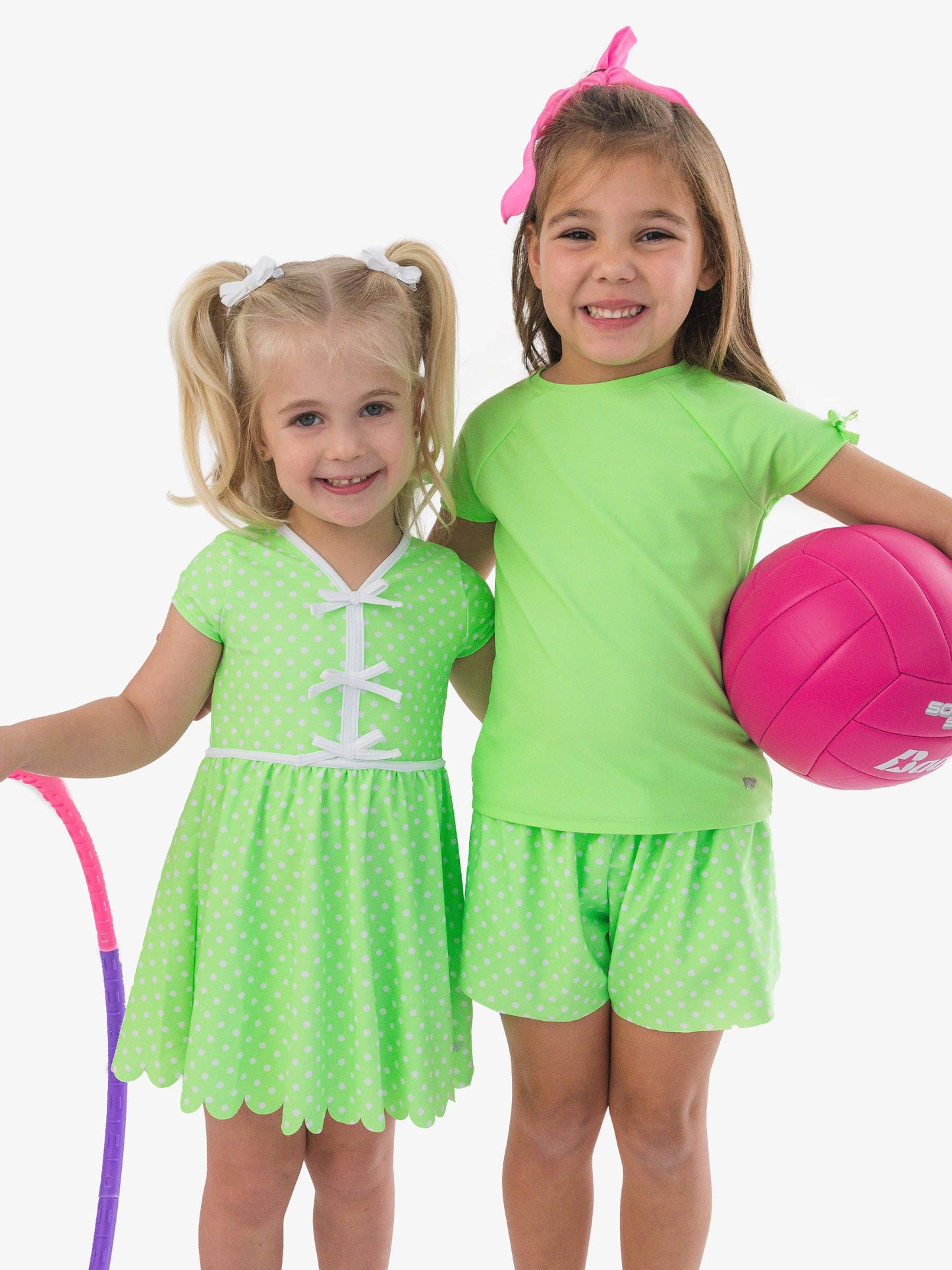 Girls Neon Honeydew Polka Dot Active Butterfly Shorts