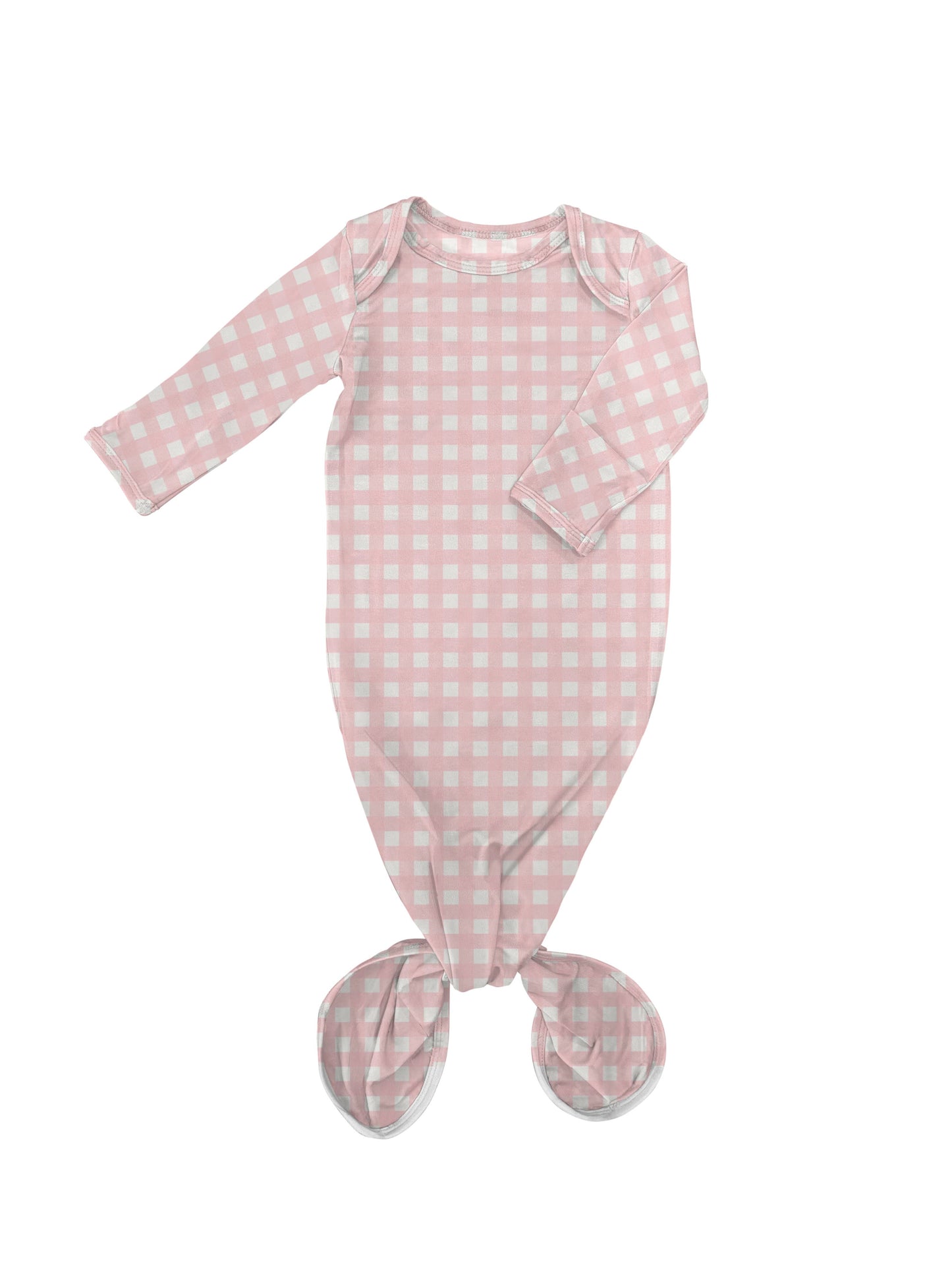 Knotted Infant Gown - Pink Gingham