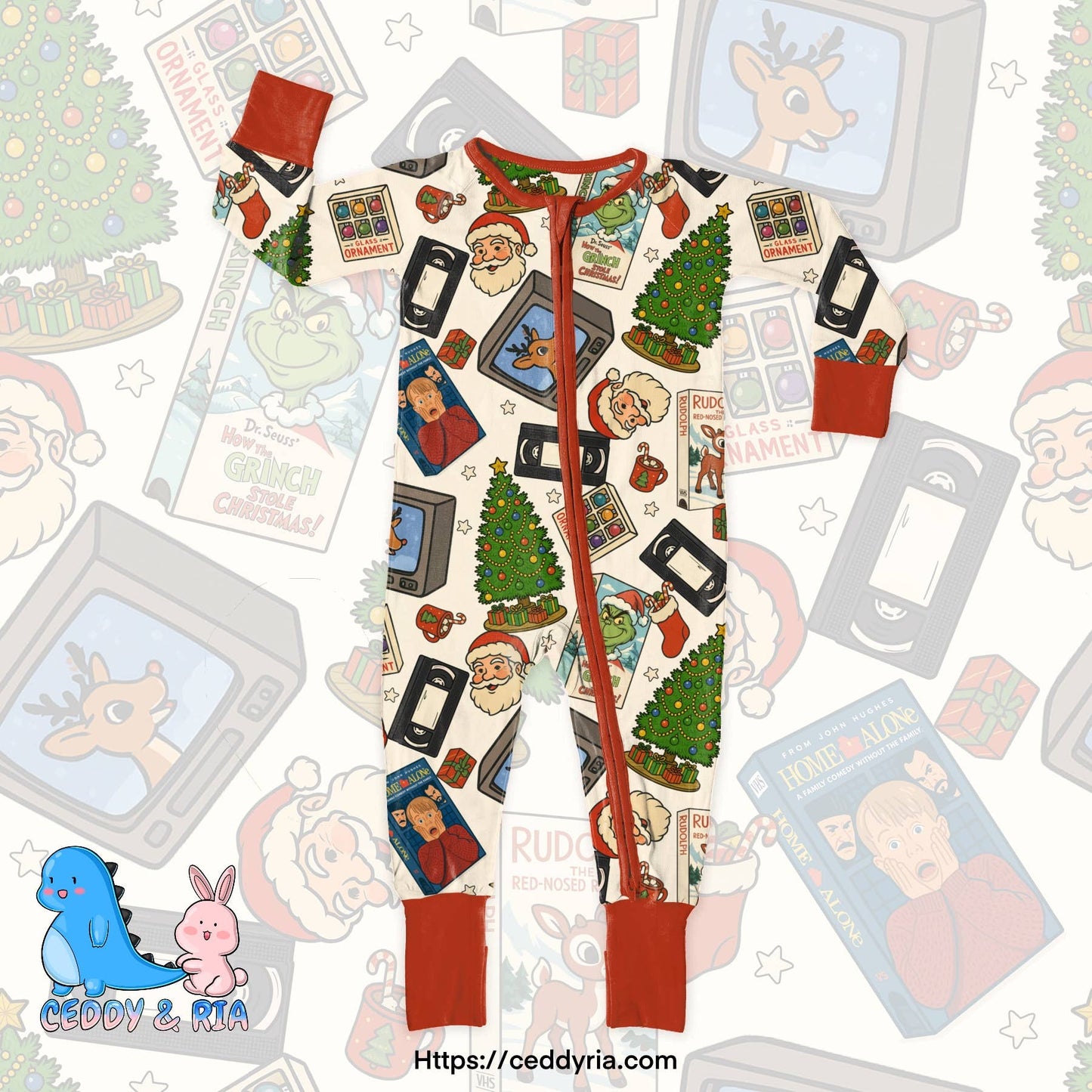 Christmas 90s movies bamboo convertible zippy romper