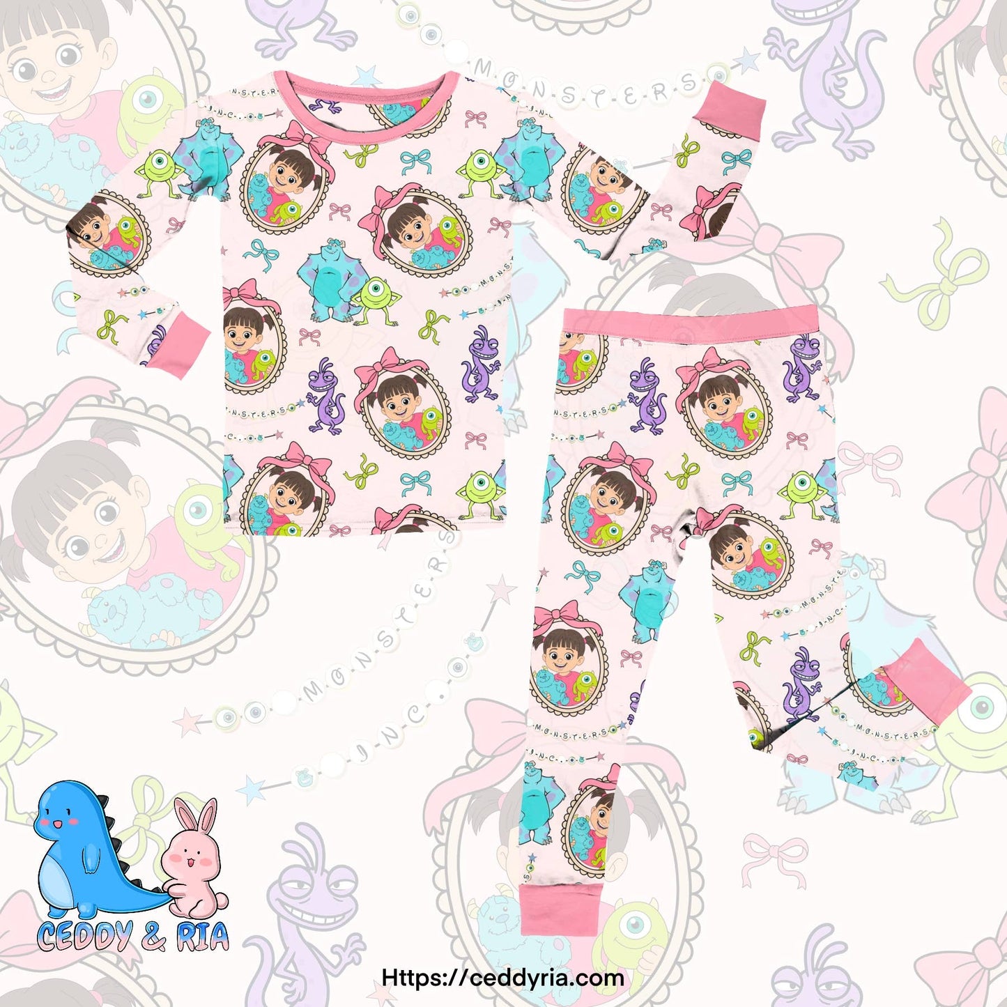 Monster girlie bamboo 2 piece set pjs