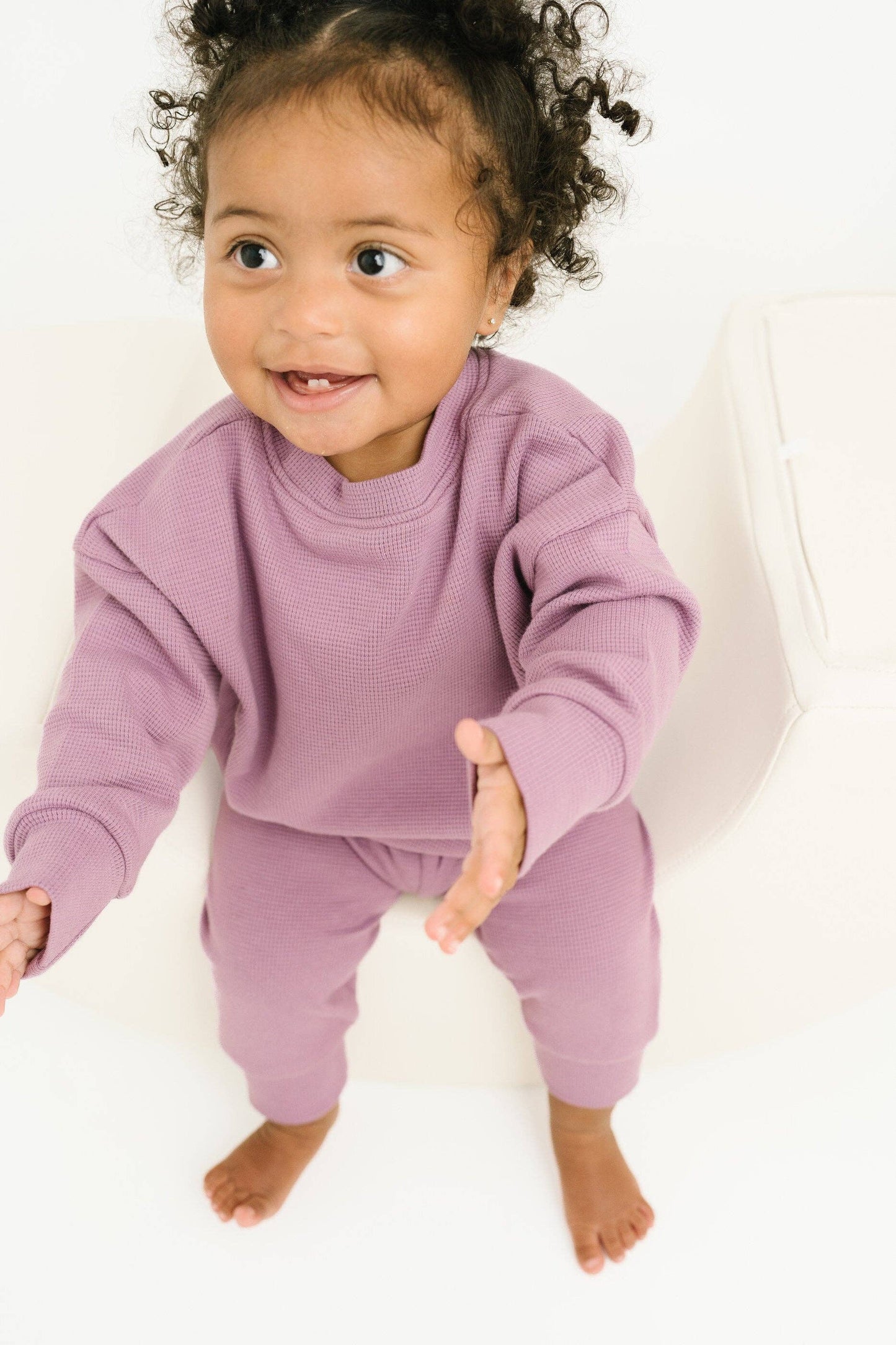 Plum Waffle Crewneck Set