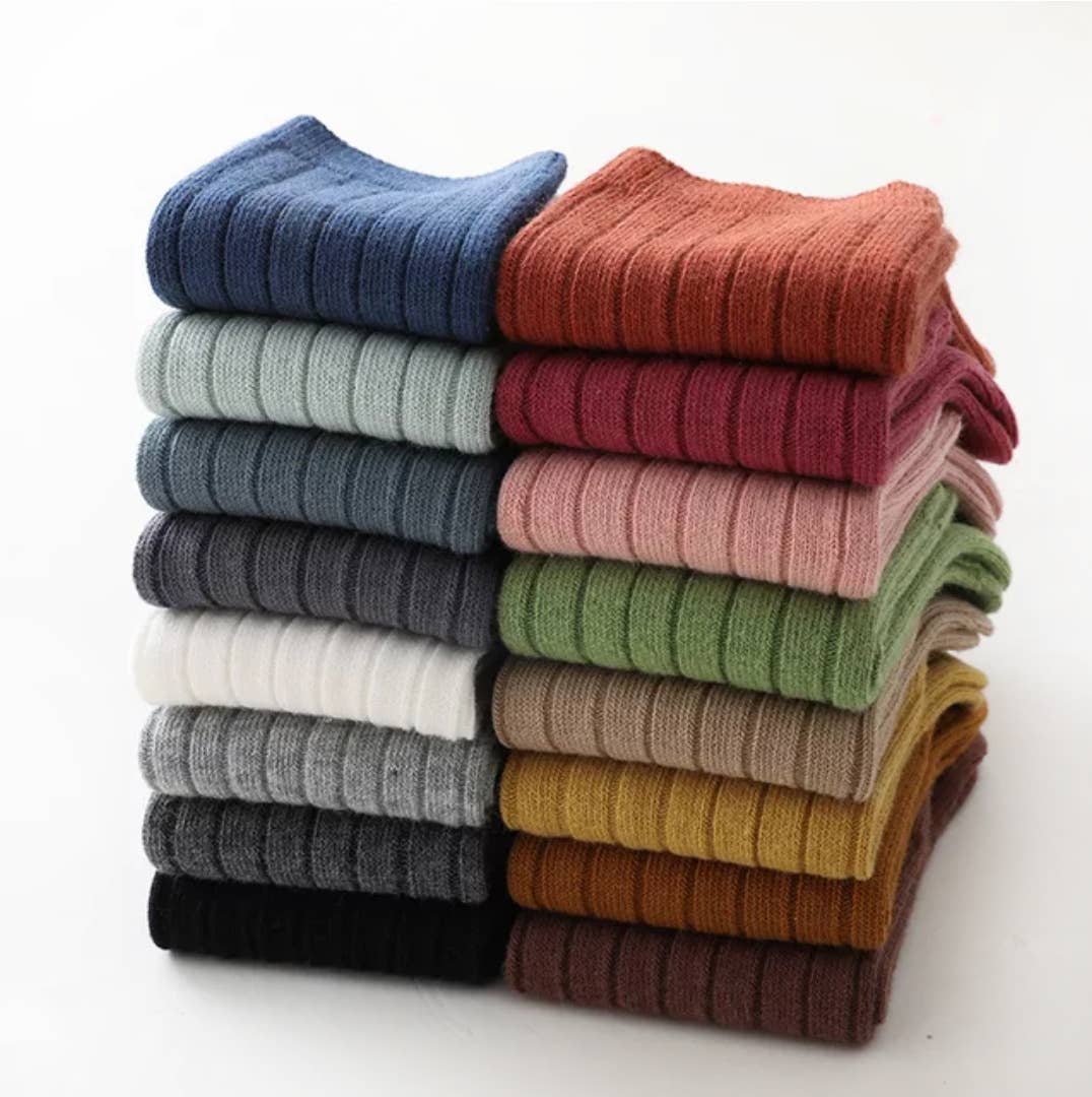 Ribbed Knee High Knit Socks