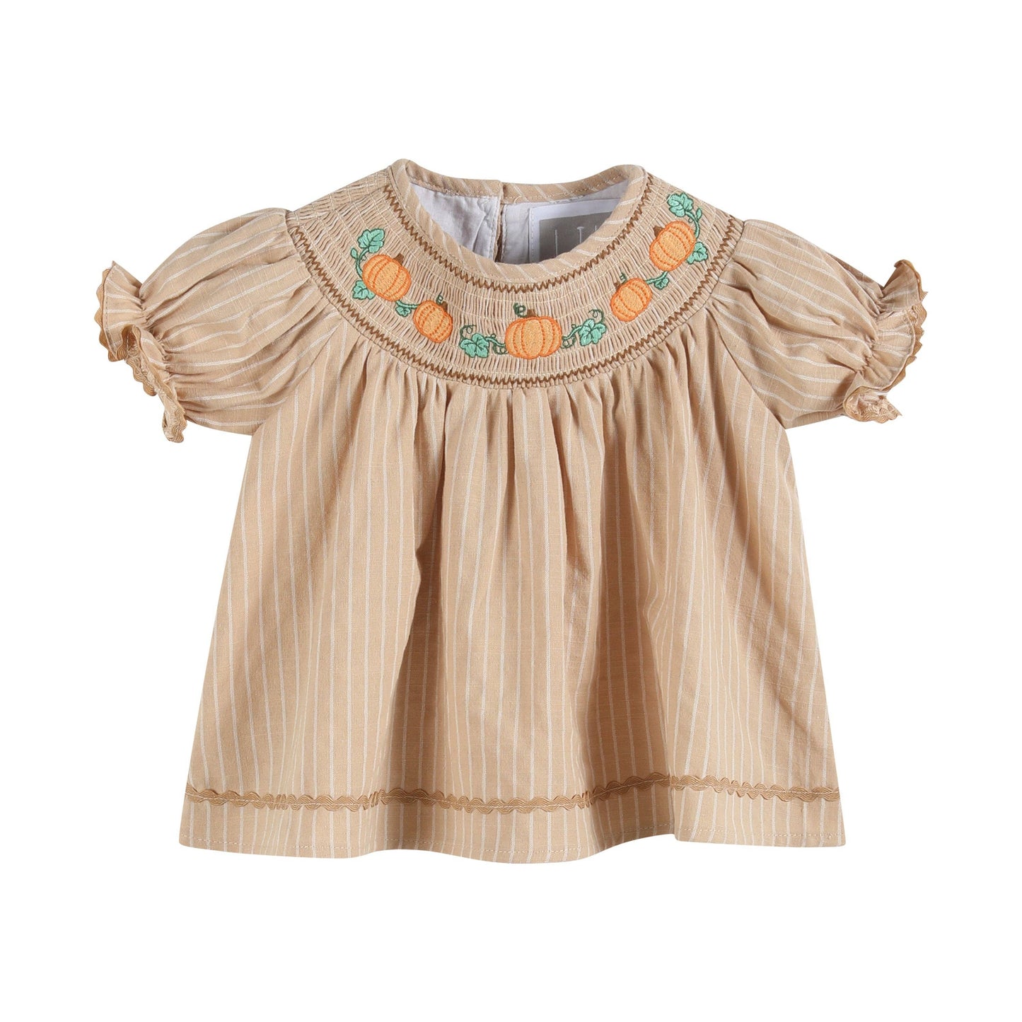 Brown Pumpkin Smocked Dress and Bloomer Set