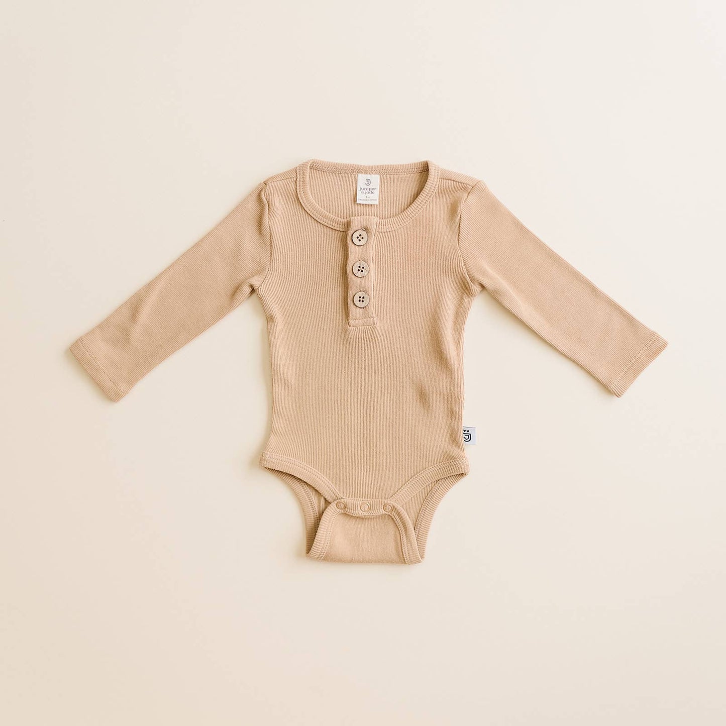 Organic 3 Button Bodysuit | Latte