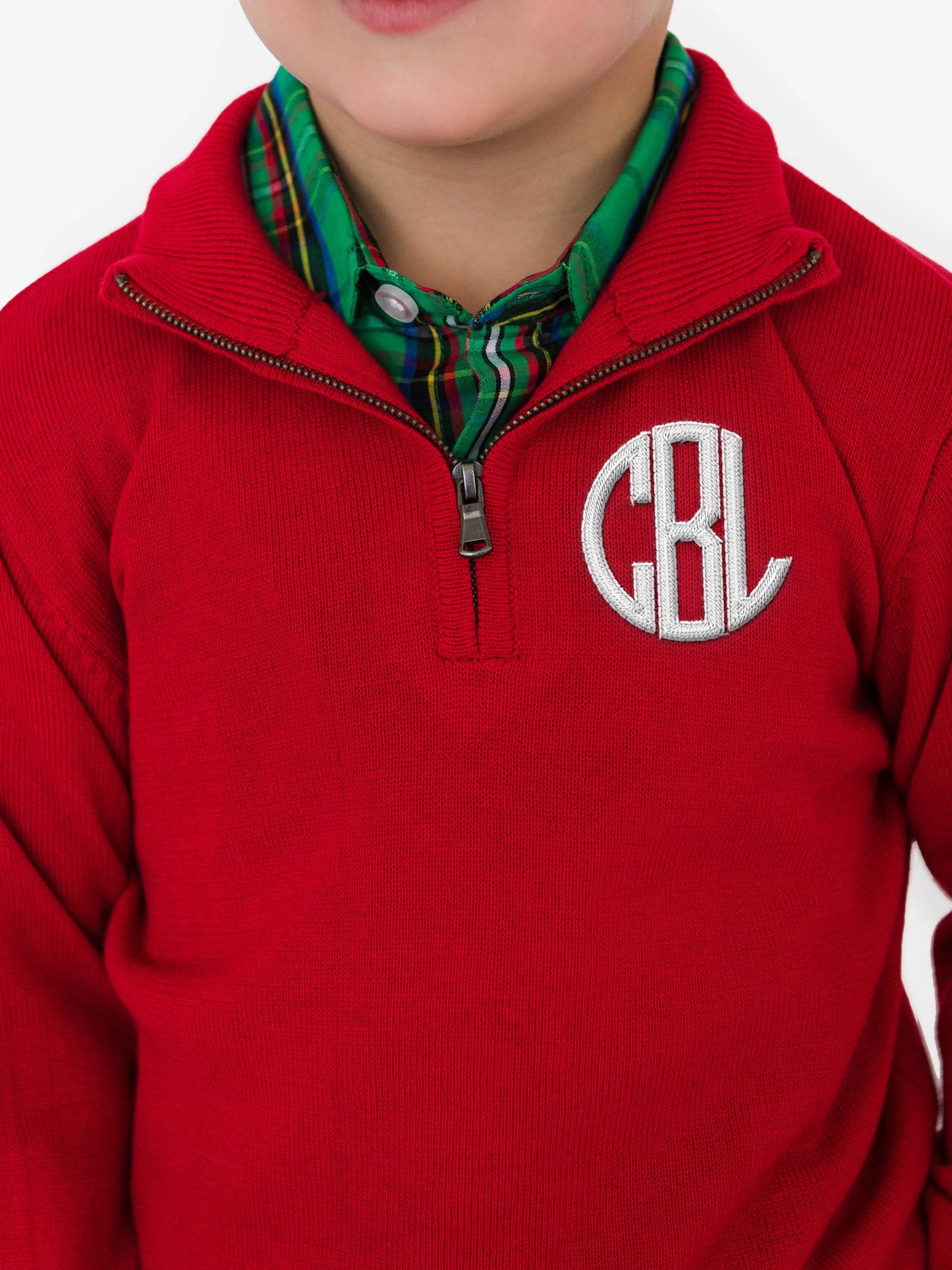 Boys Red Quarter-Zip Sweater