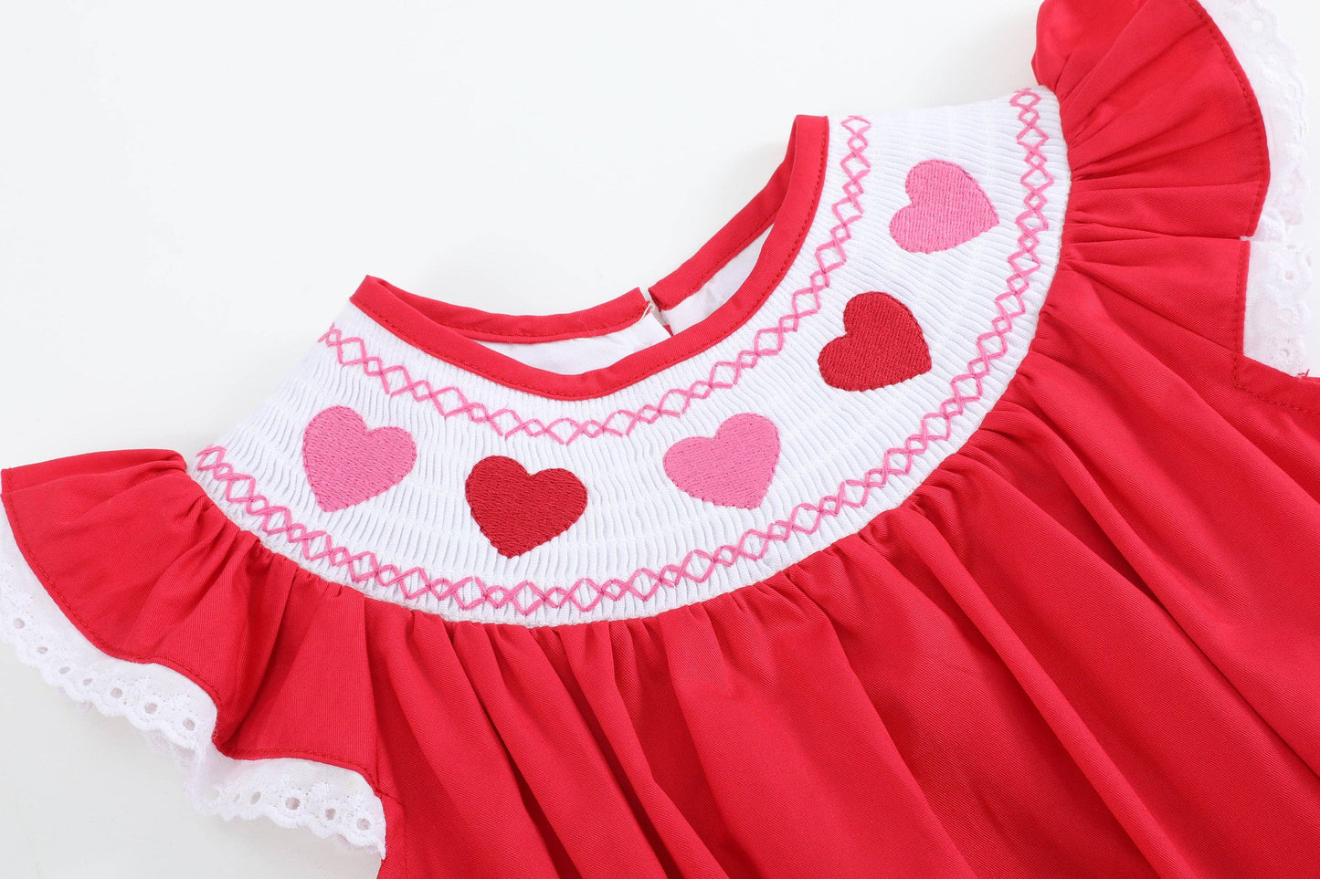 Red Heart and Lace Smocked Romper