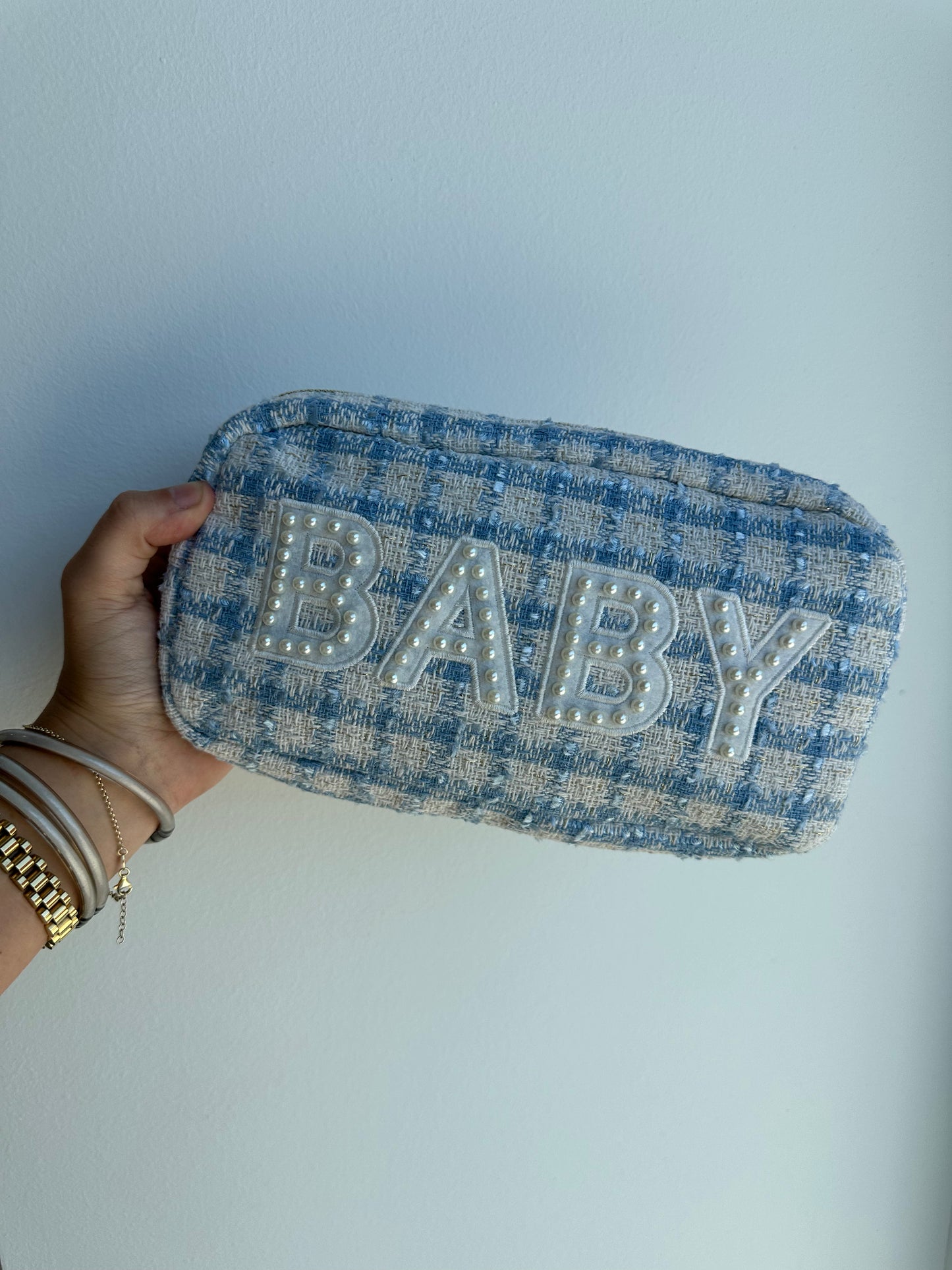 Blue Gingham Baby Bag