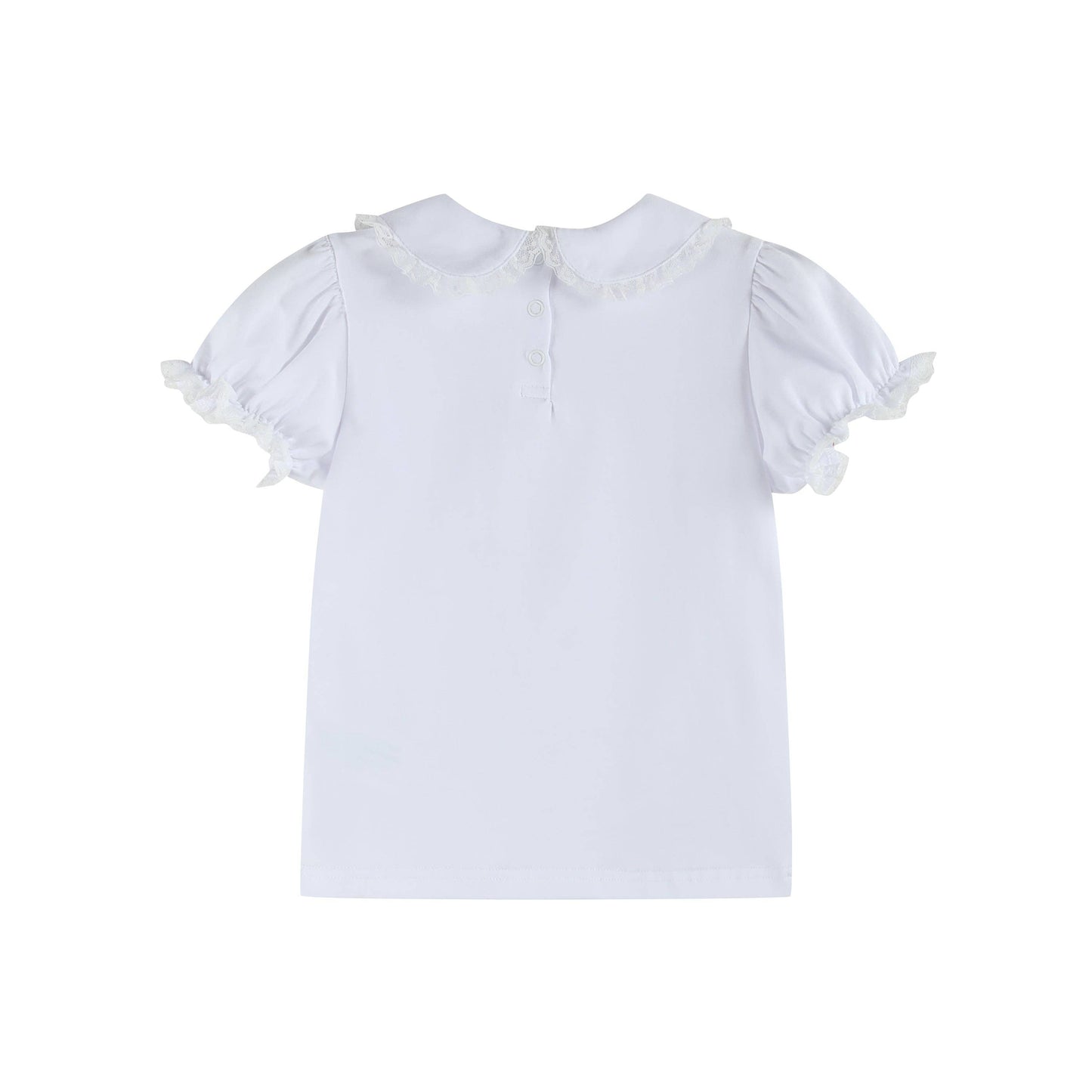 White Lace Bubble Sleeve Top