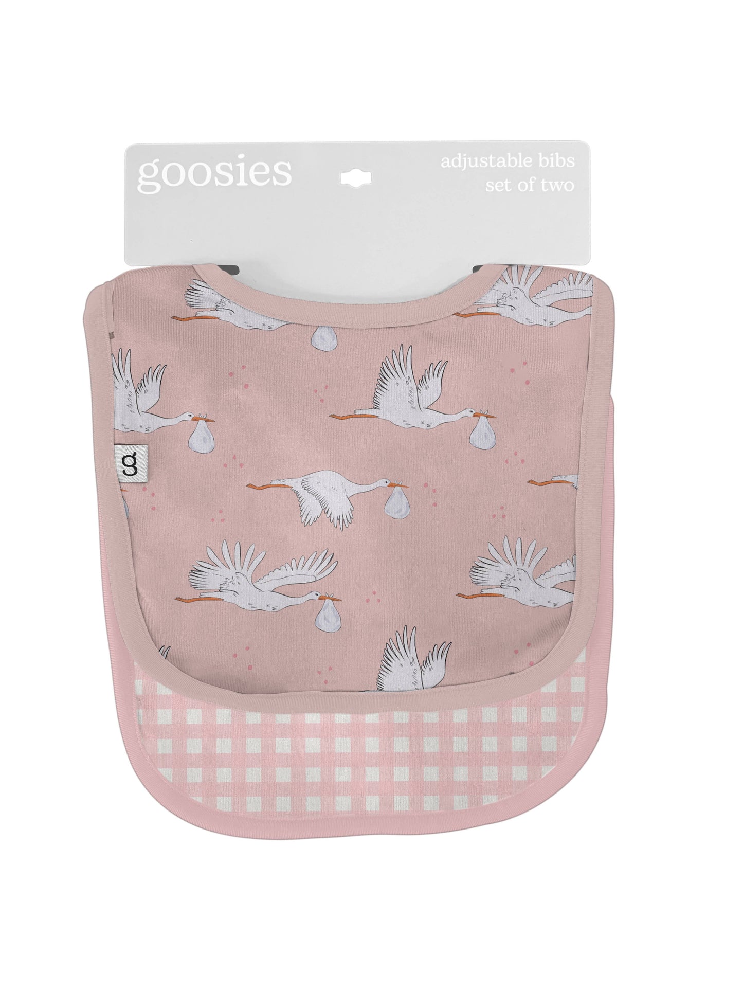 Bib Set - Pink Storks/Gingham