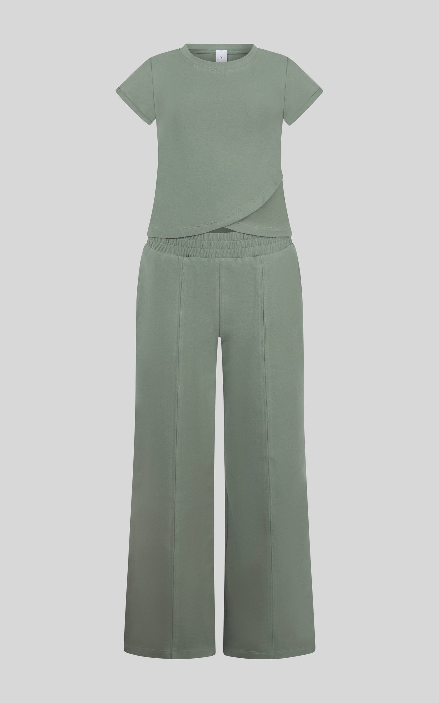 Tween Girls Jersey Crew Neck Short Sleeve and Wide Pants Set