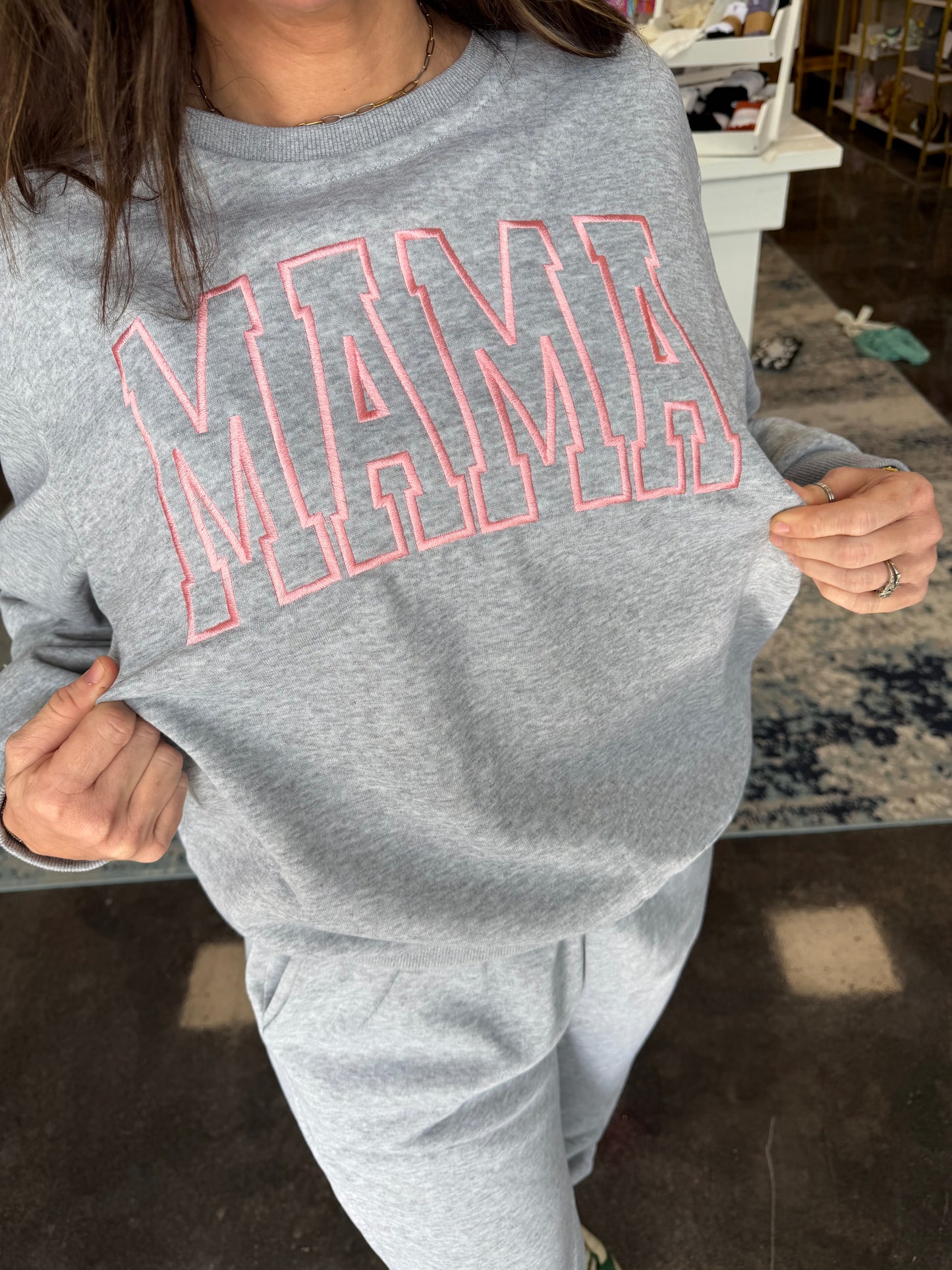 Mama Embroidered Sweat Set