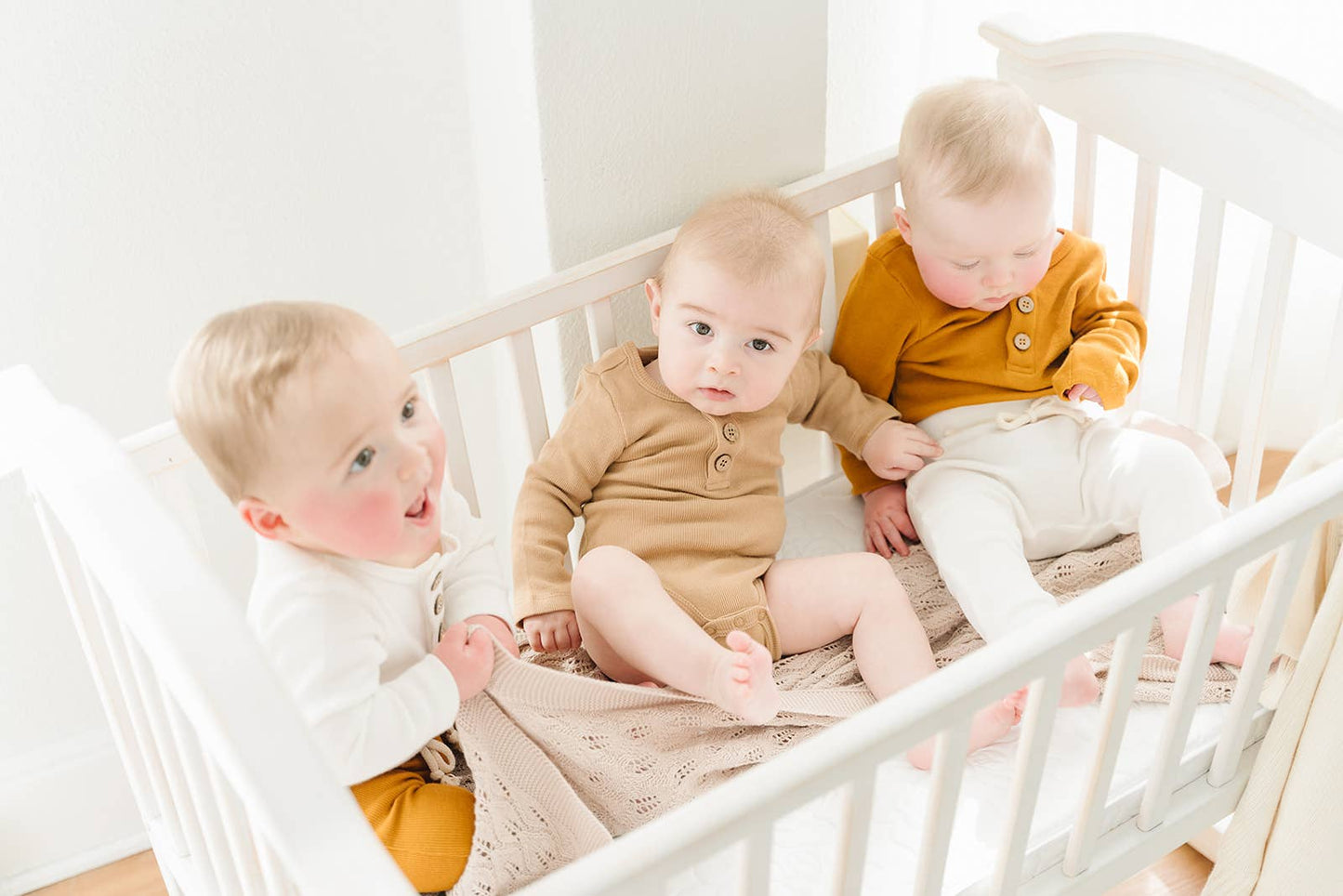 Organic 3 Button Bodysuit | Latte