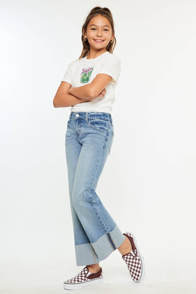 YOUTH MID RISE CROP WIDE FLARE-YC78027M