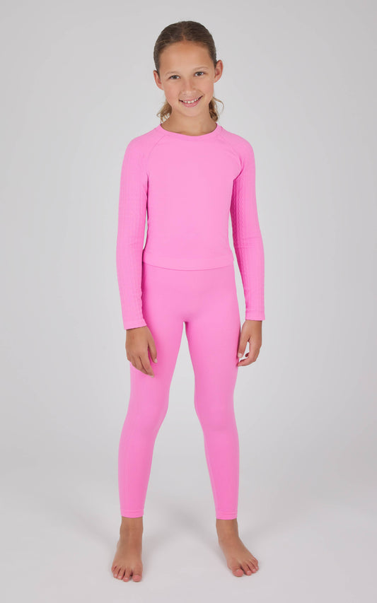 Girls Seamless Cable Knit Textured Set