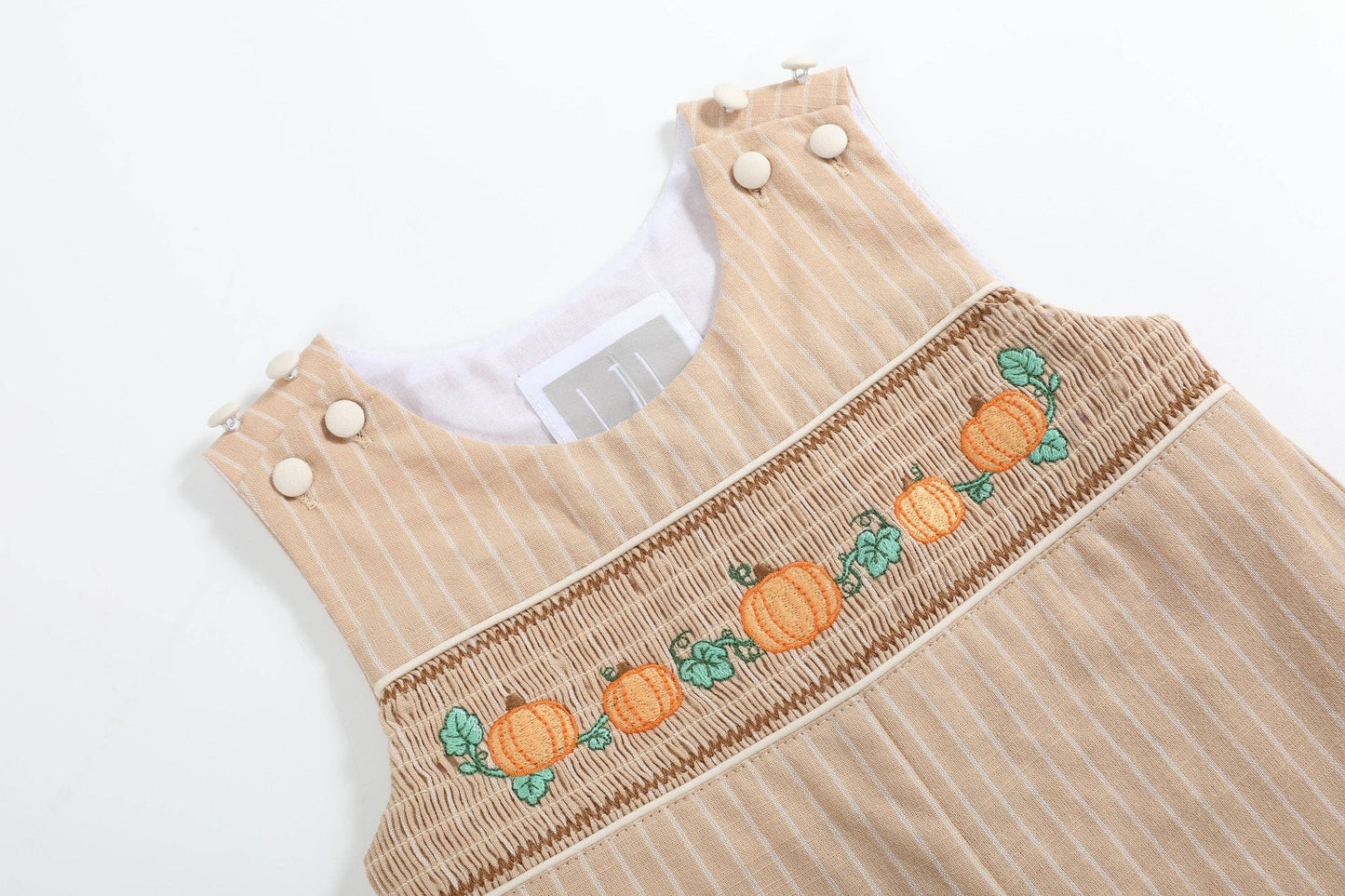 Brown Pumpkin Smocked Overalls