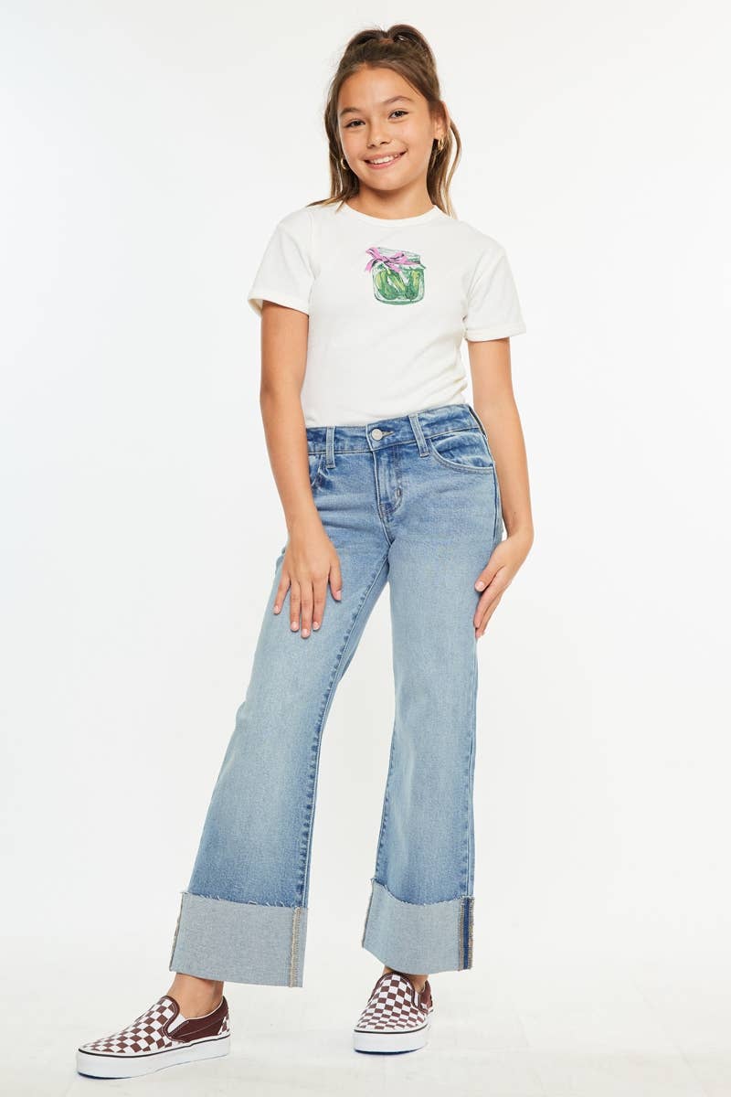 YOUTH MID RISE CROP WIDE FLARE-YC78027M