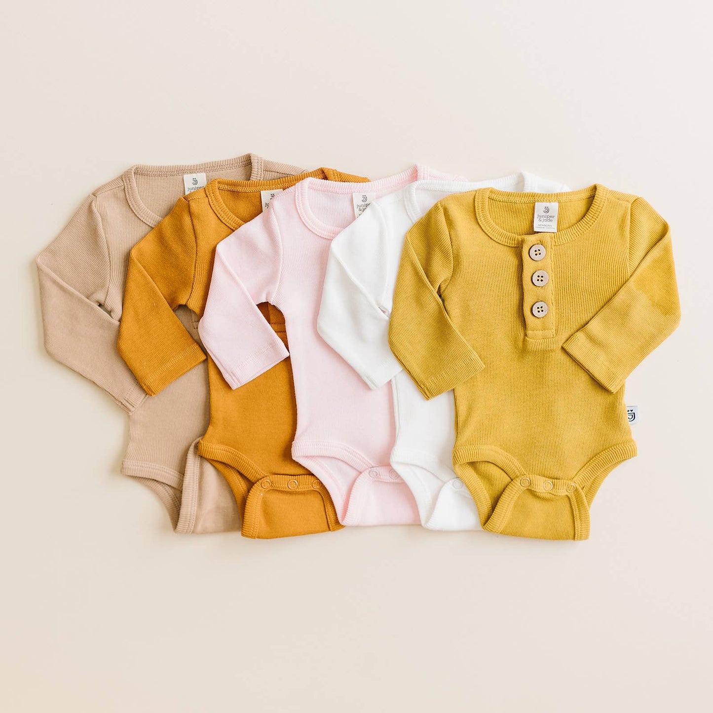 Organic 3 Button Bodysuit | Latte