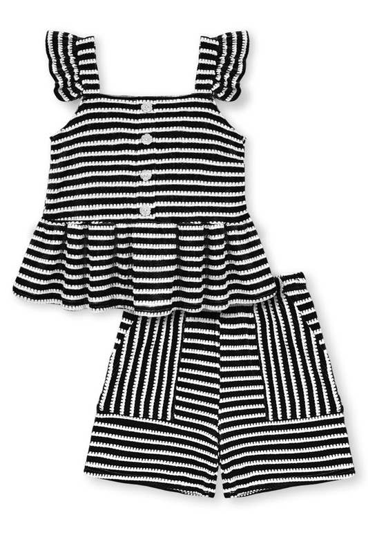 GKSS-Q25-3338B Girl's 2 pc Striped Short Set