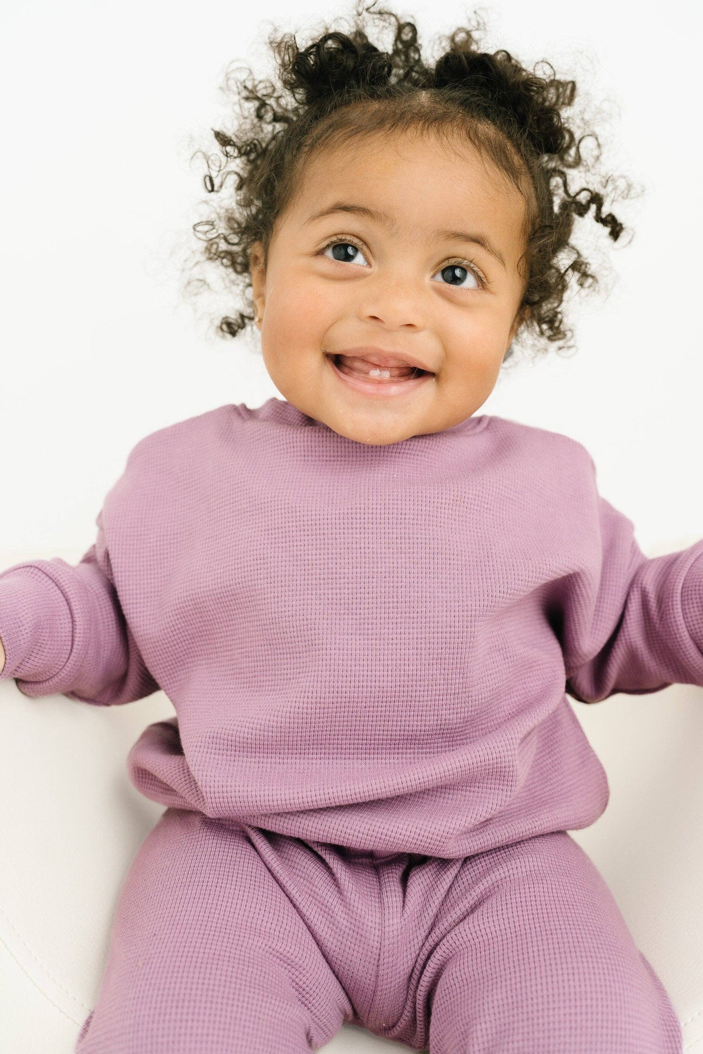 Plum Waffle Crewneck Set
