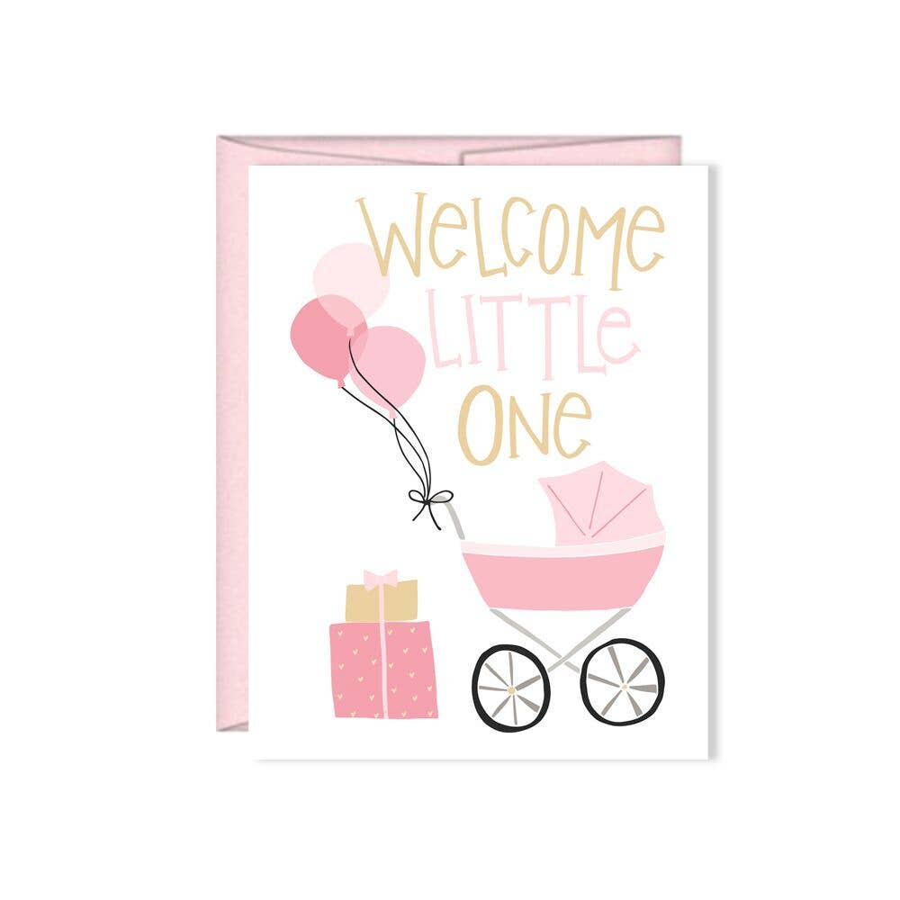 Pink Welcome Little One Card