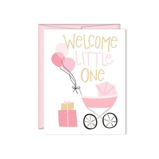 Pink Welcome Little One Card