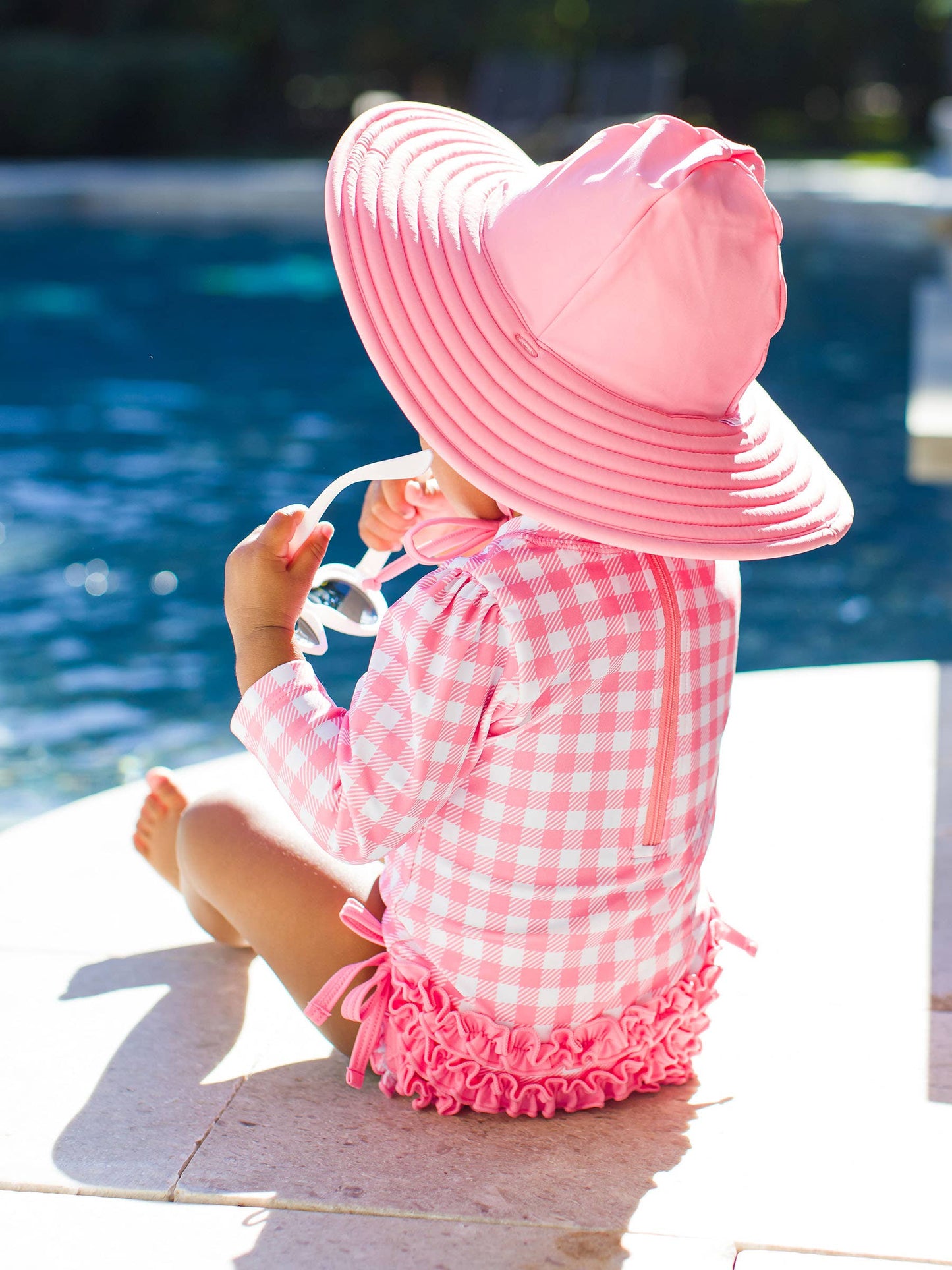 Gingham Rash Guard Swimsuit