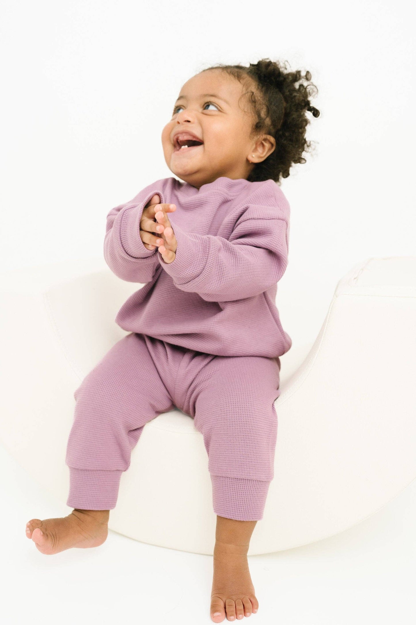Plum Waffle Crewneck Set