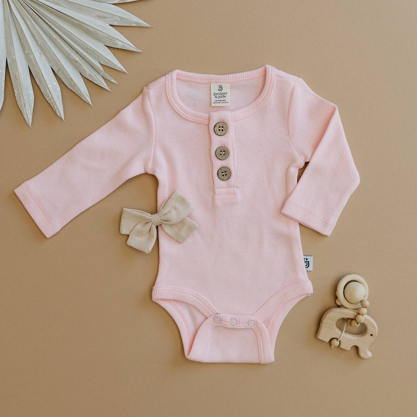 Organic 3 Button Bodysuit | Pink