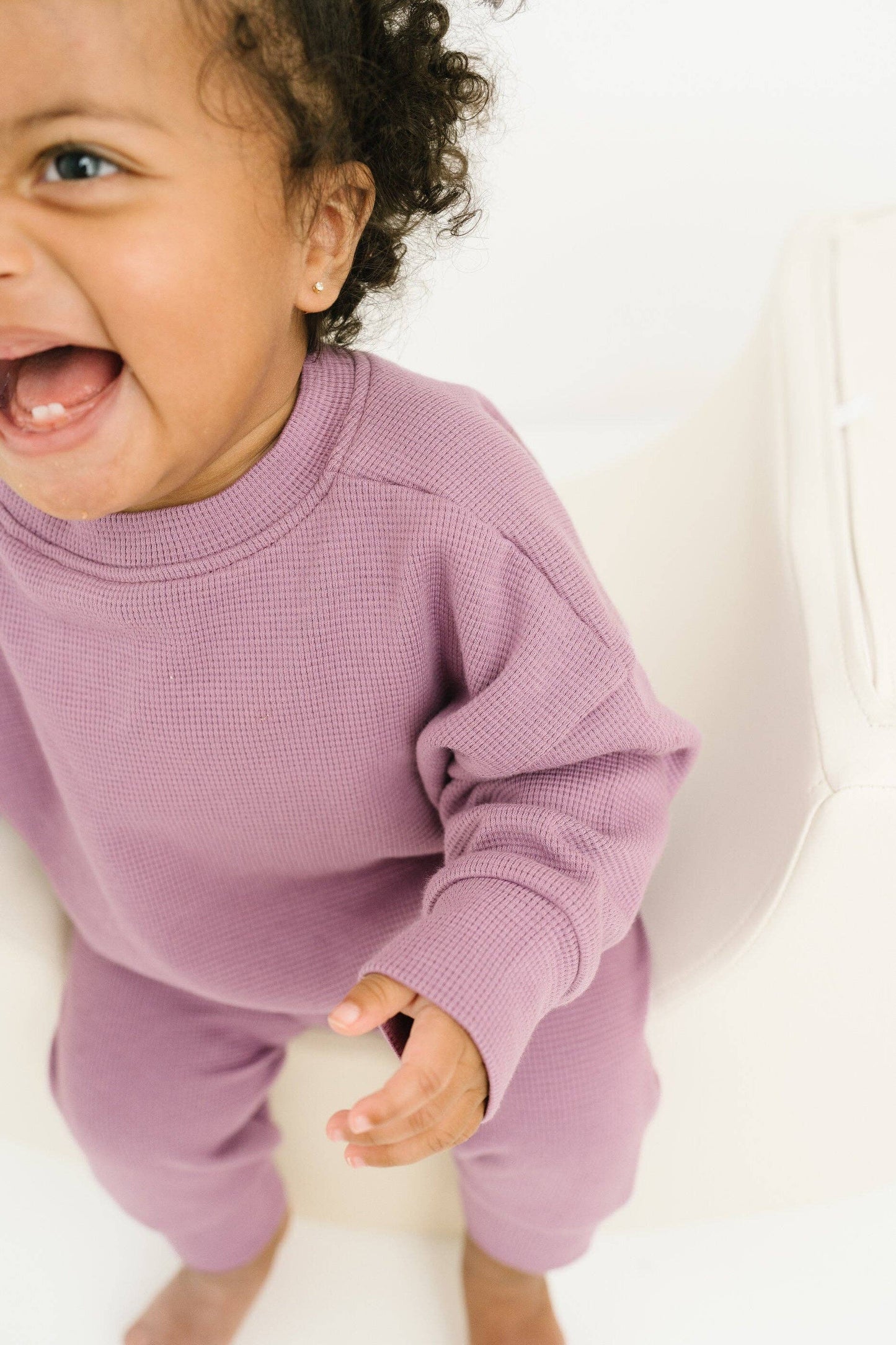 Plum Waffle Crewneck Set