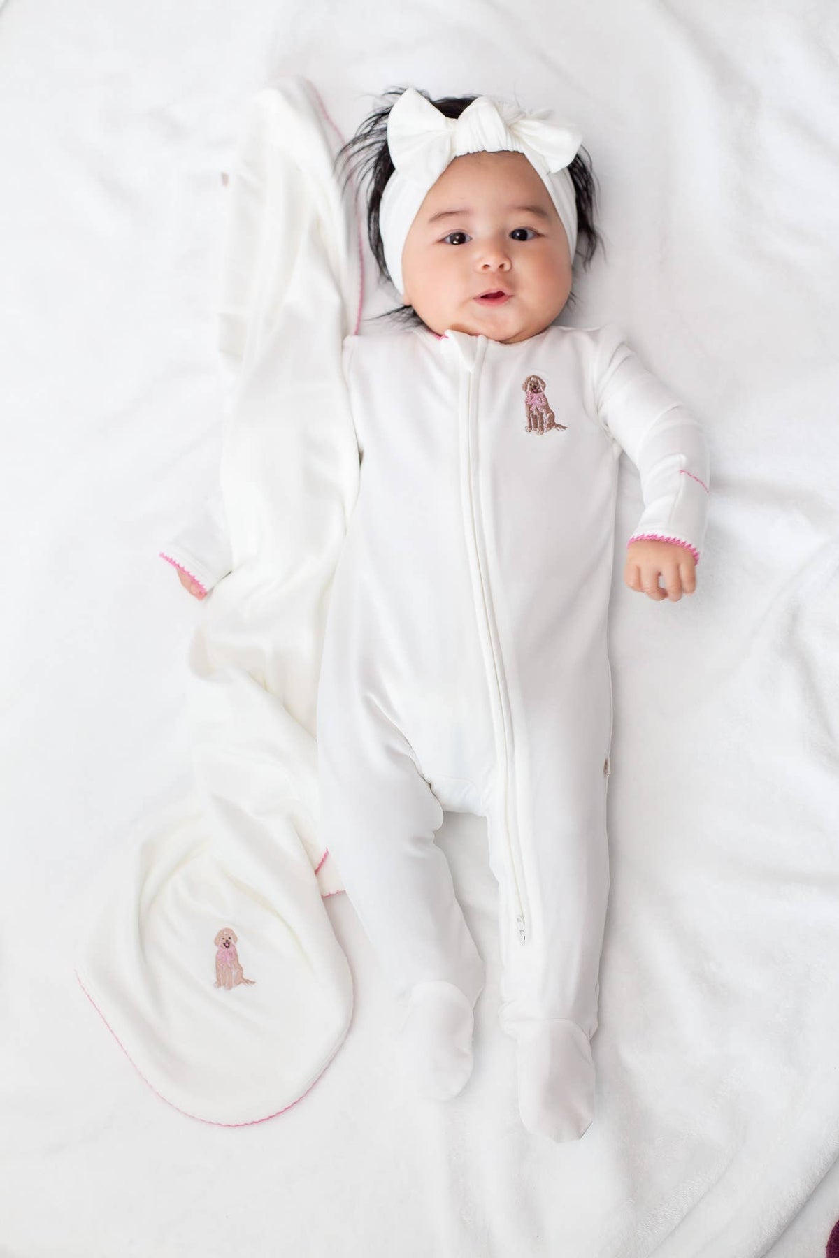 Doodle Puppy - Pip Embroidered Zip Romper