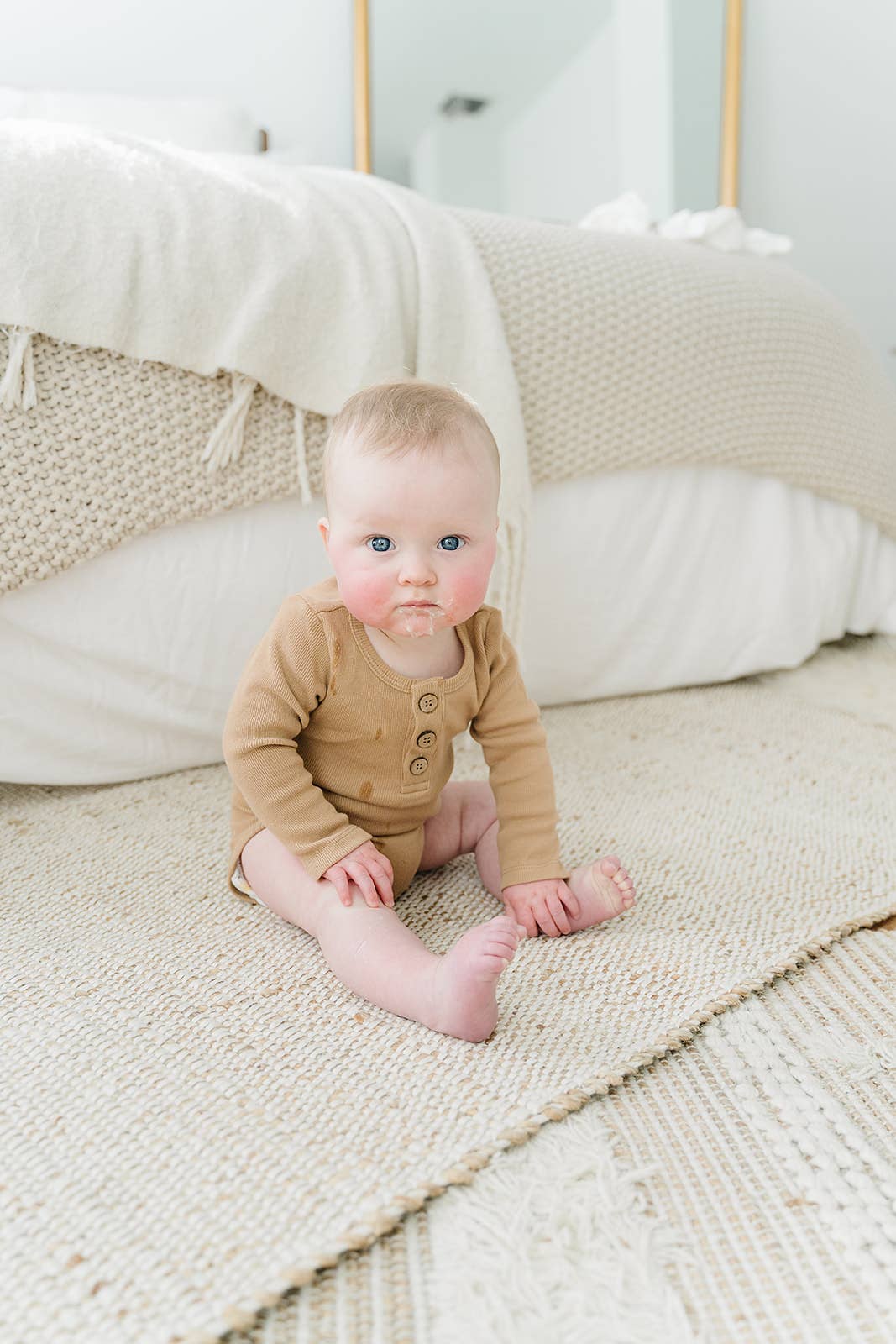 Organic 3 Button Bodysuit | Latte