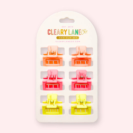 Mini Hair Clip Set | Pink & Orange