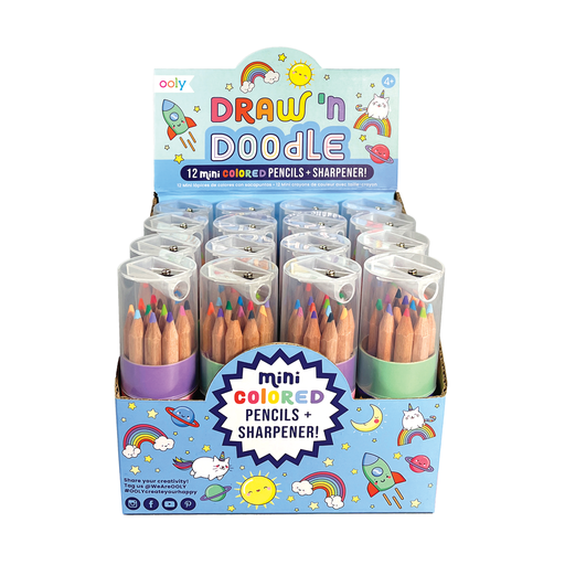 Draw 'n' Doodle Mini Colored Pencils + Sharpener - Set of 12