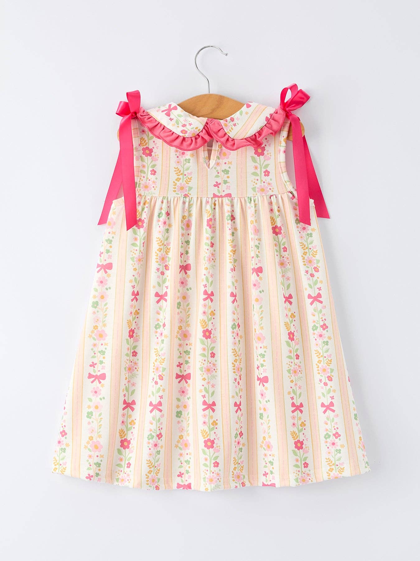 Floral Bow Ruffle Dress