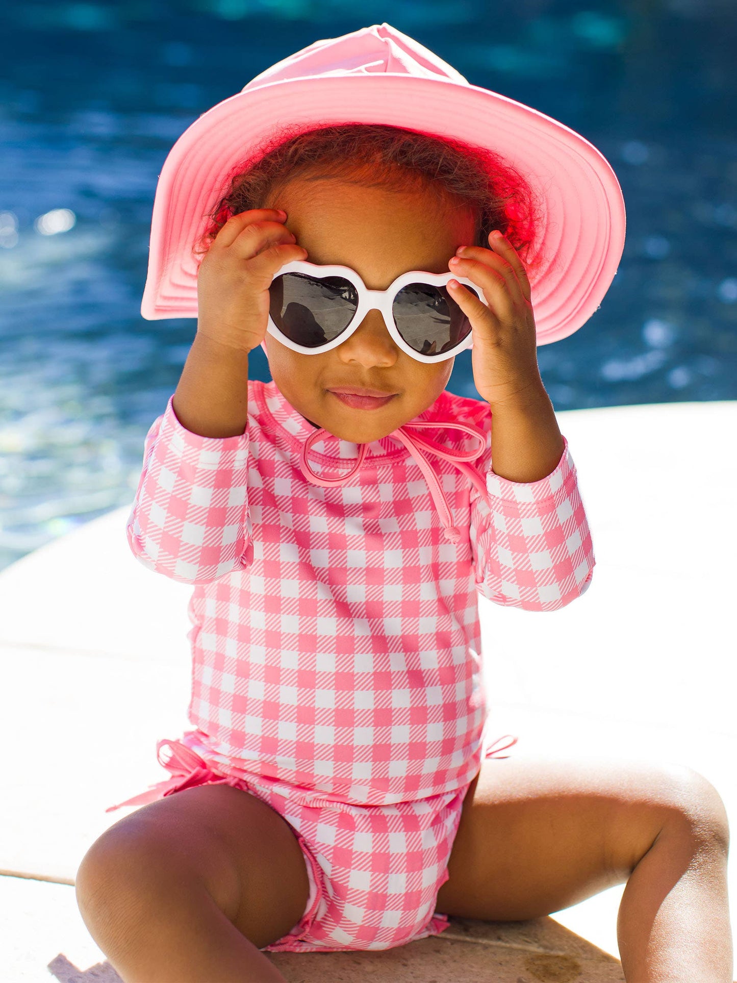 Gingham Rash Guard Swimsuit