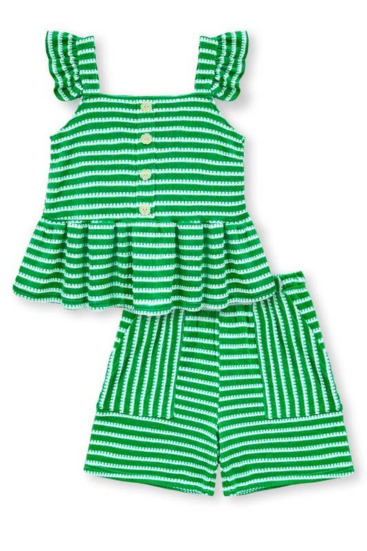 GKSS-Q25-3338B Girl's 2 pc Striped Short Set