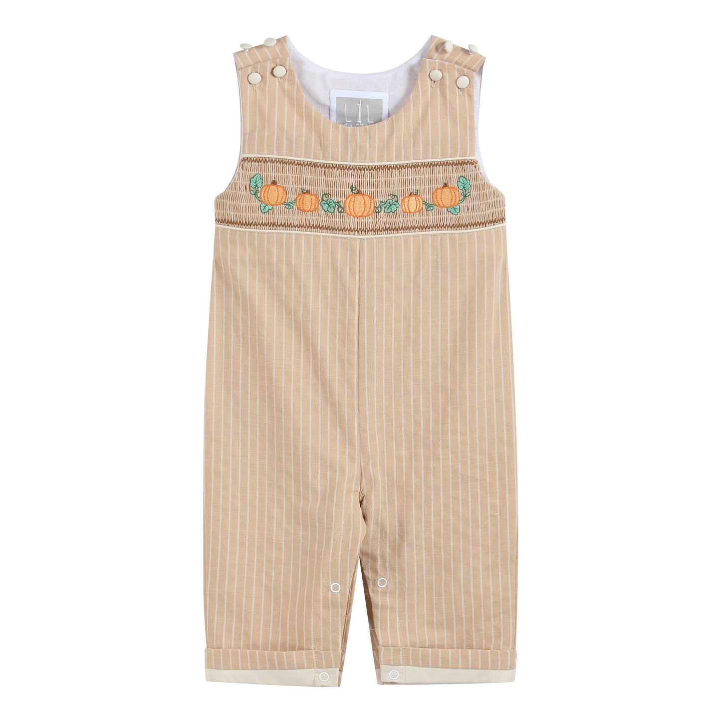 Brown Pumpkin Smocked Overalls
