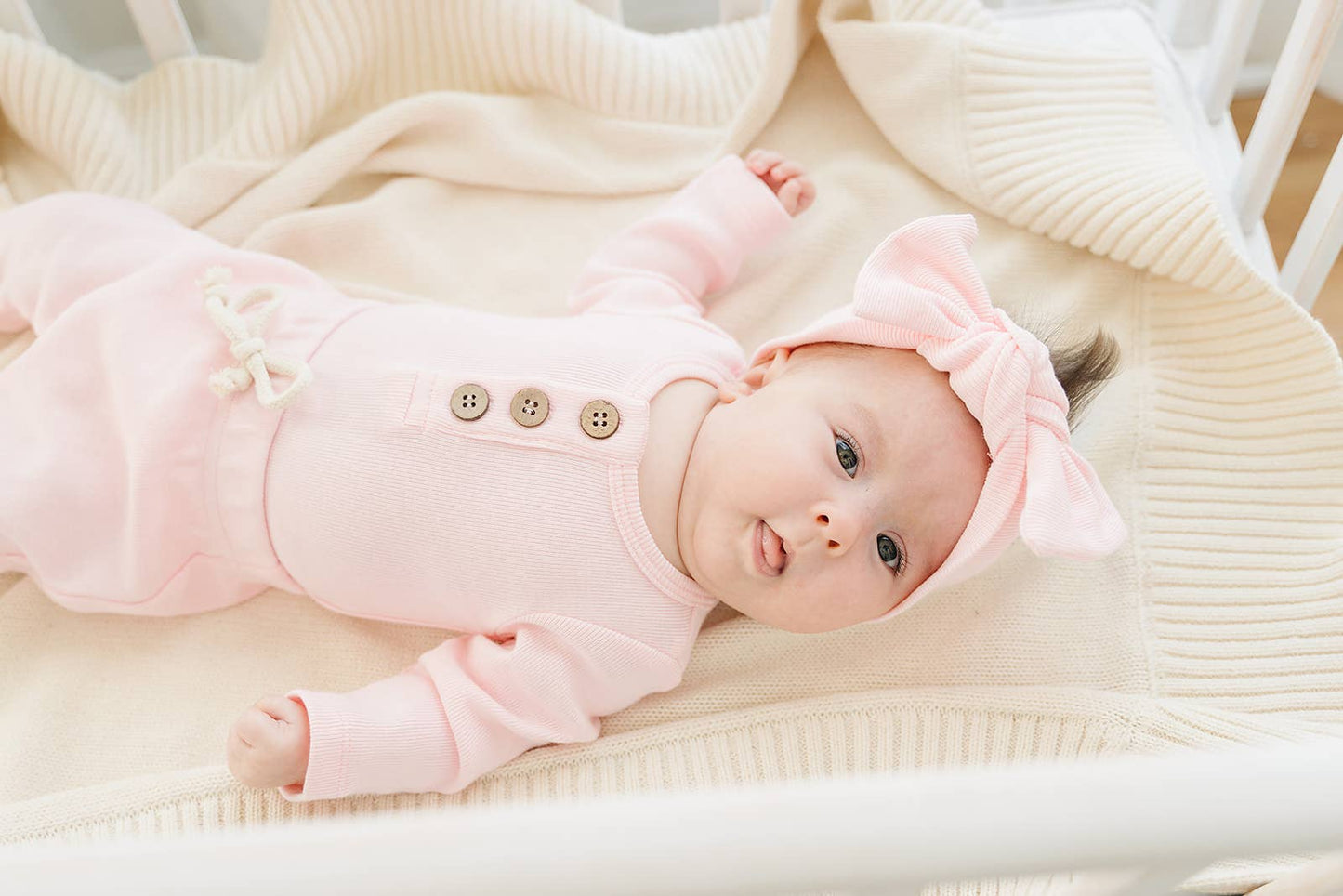 Organic 3 Button Bodysuit | Pink