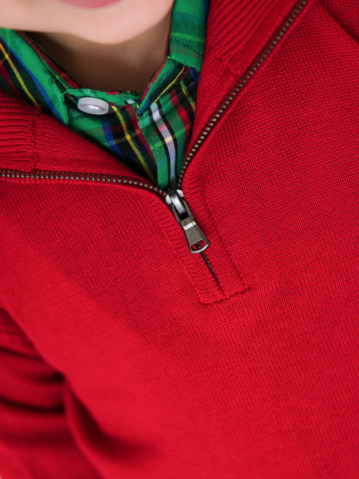 Boys Red Quarter-Zip Sweater