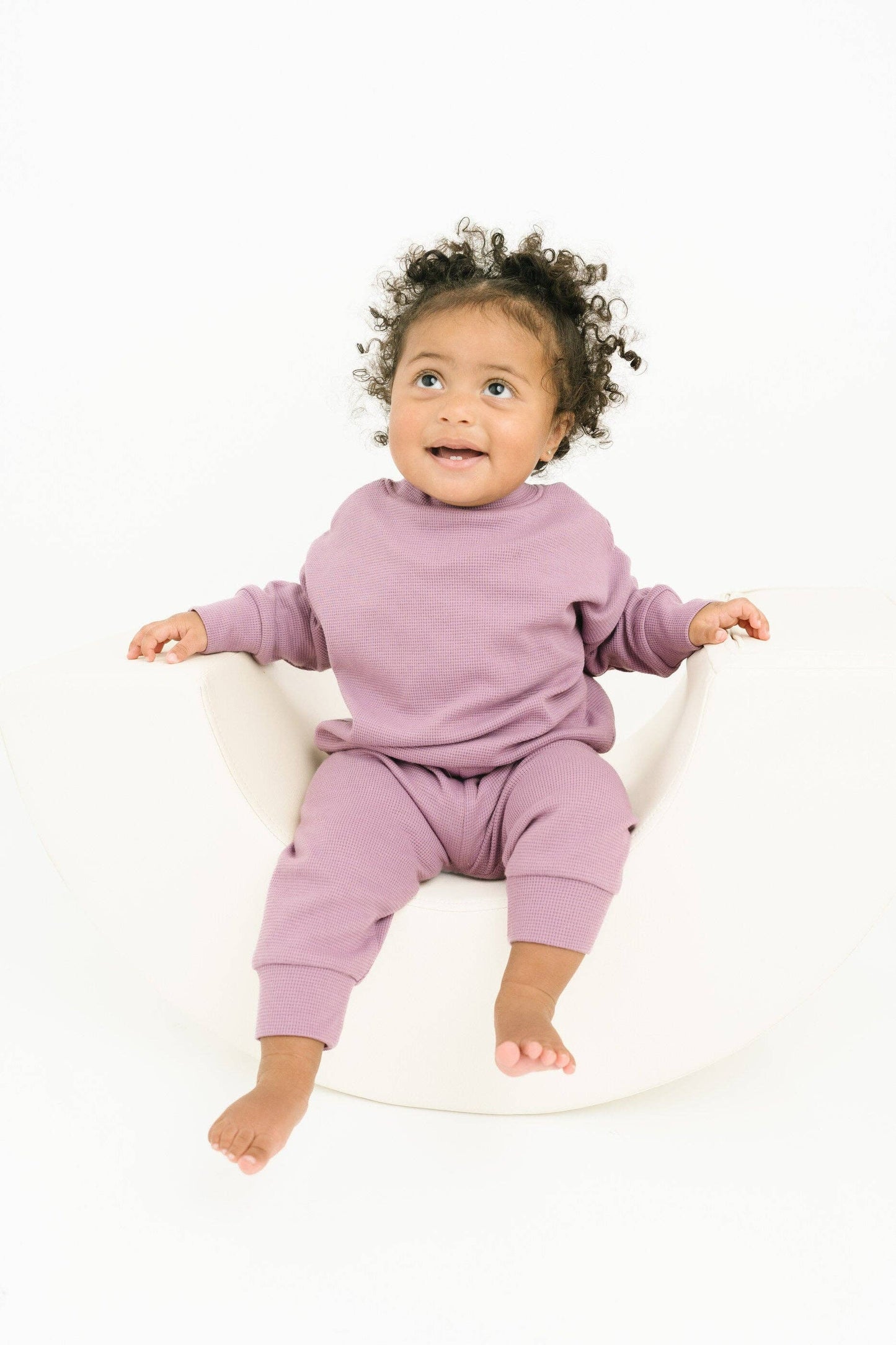 Plum Waffle Crewneck Set