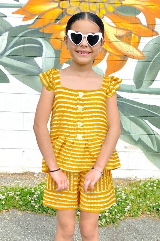 GKSS-Q25-3338B Girl's 2 pc Striped Short Set