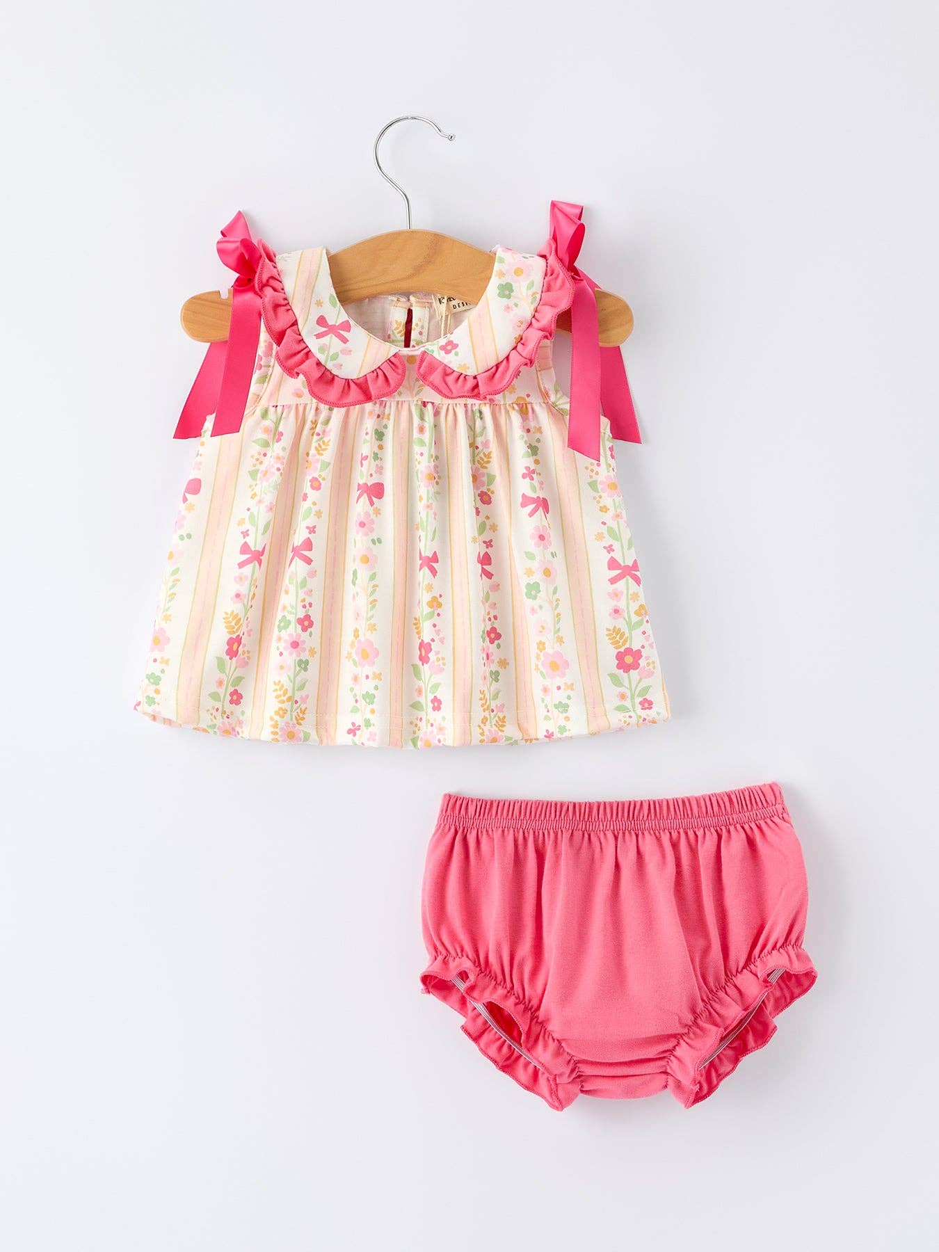 Floral Bow Ruffle Bloomer Set
