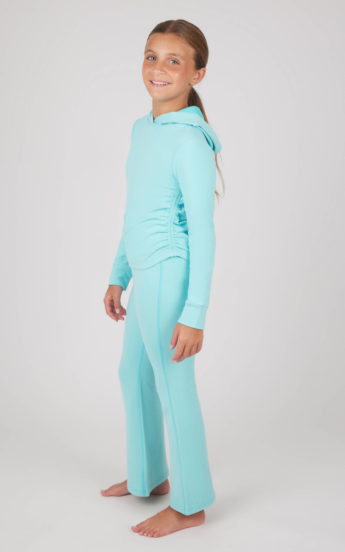 Yogalicious Tween Girls Melange Hoodie and Flare Pant Set