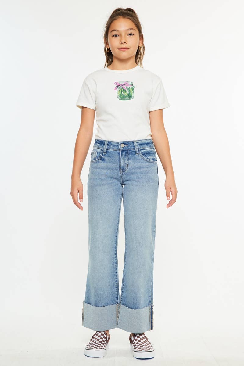 YOUTH MID RISE CROP WIDE FLARE-YC78027M