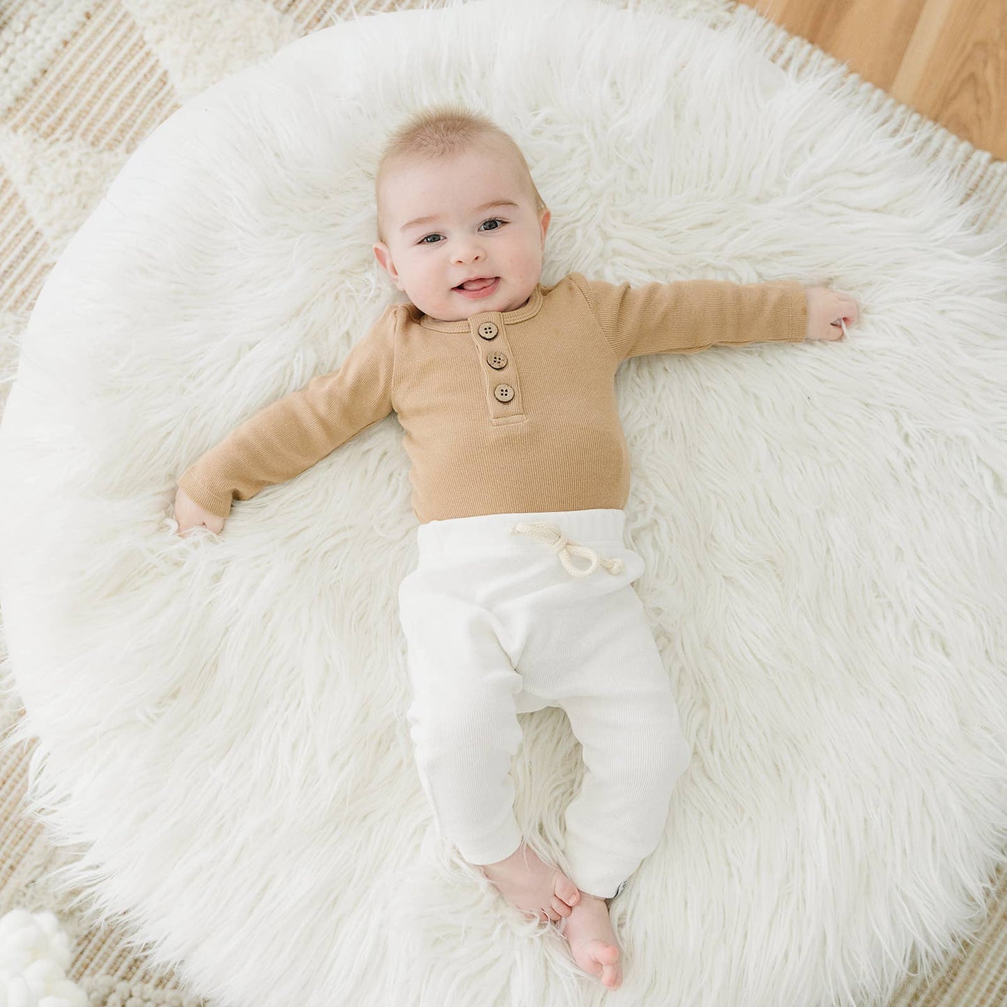Organic 3 Button Bodysuit | Latte
