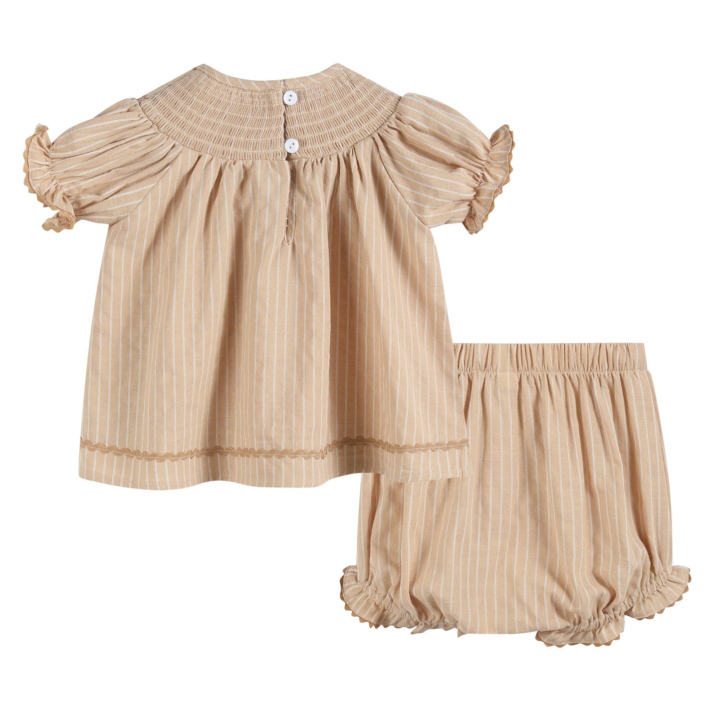 Brown Pumpkin Smocked Dress and Bloomer Set