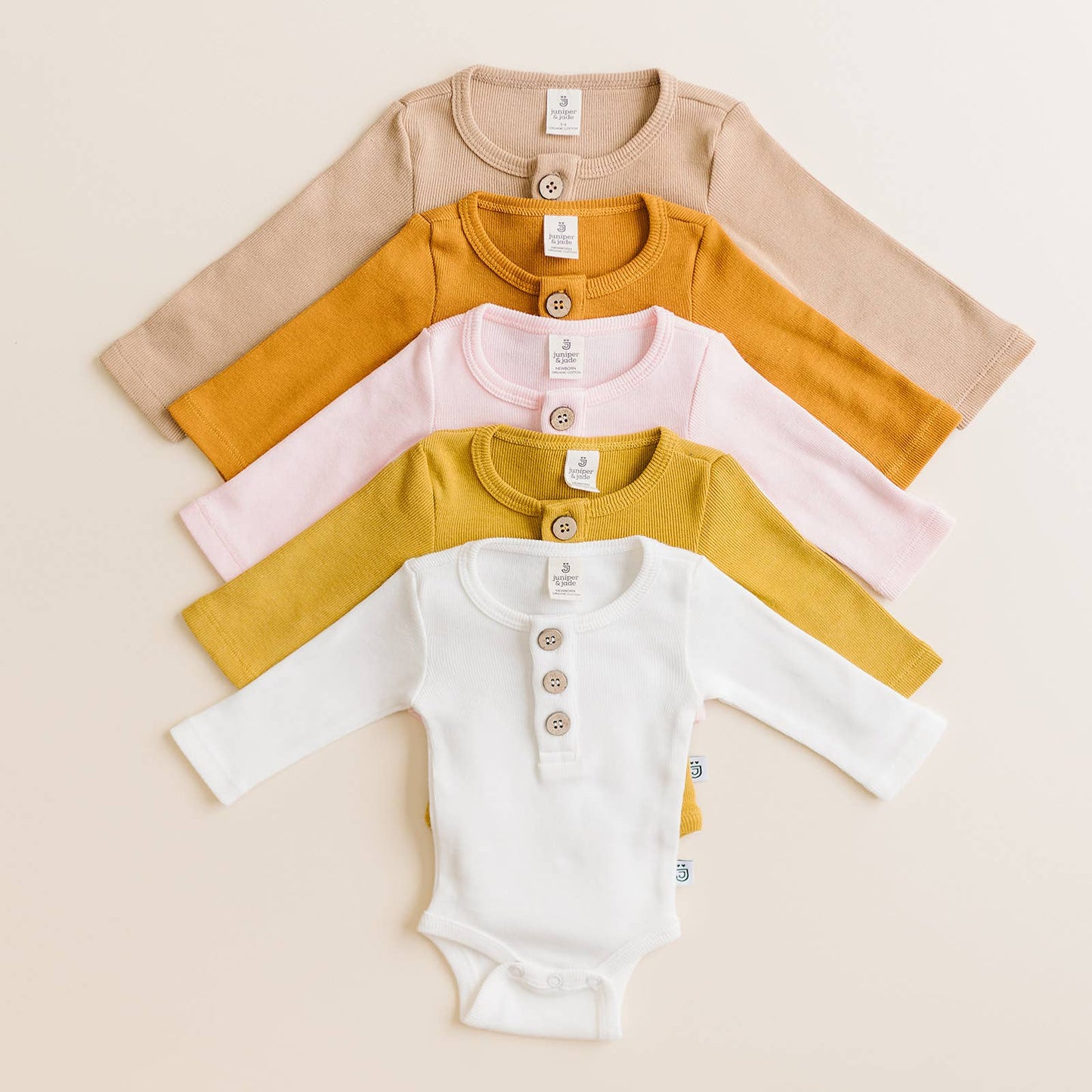 Organic 3 Button Bodysuit | Latte