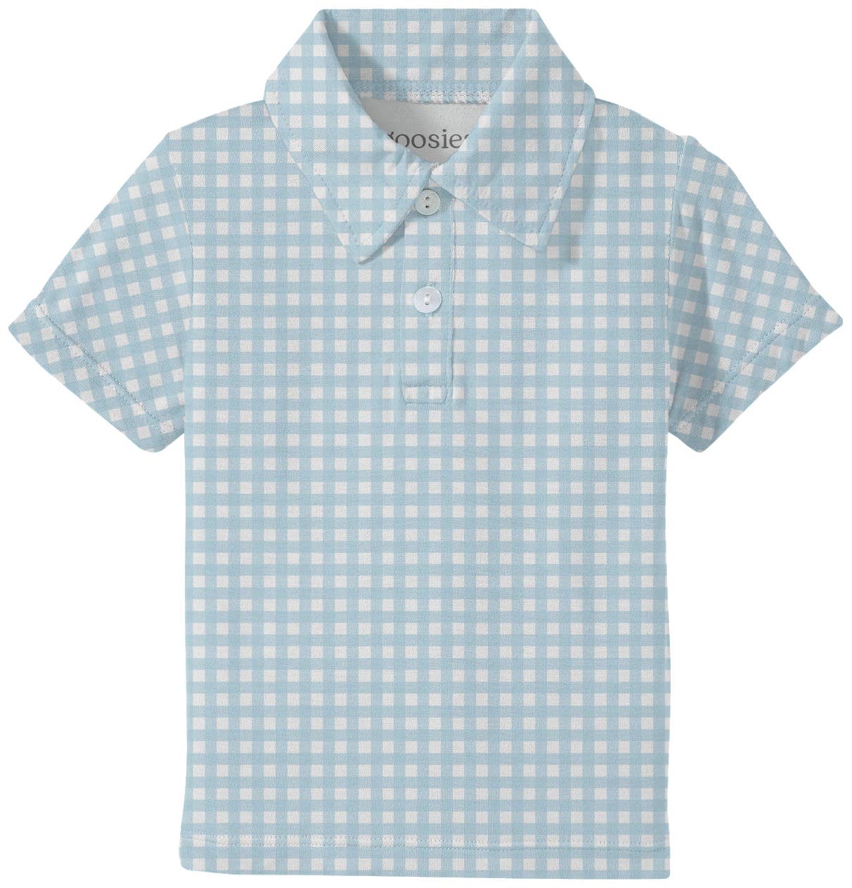 Short Sleeve Polo Shirt -Blue Gingham