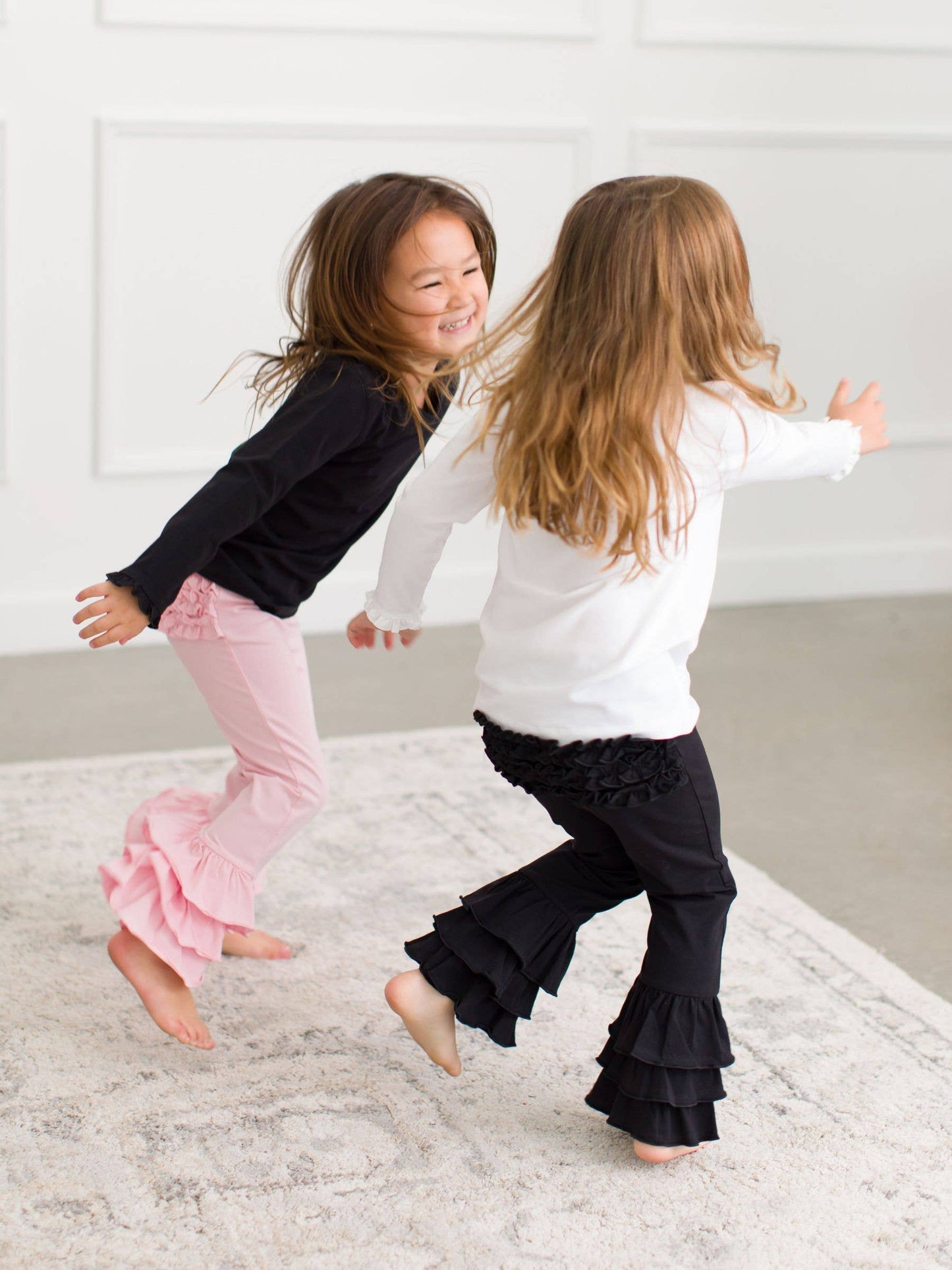 Baby Girls Black Ruffle Flare Pants