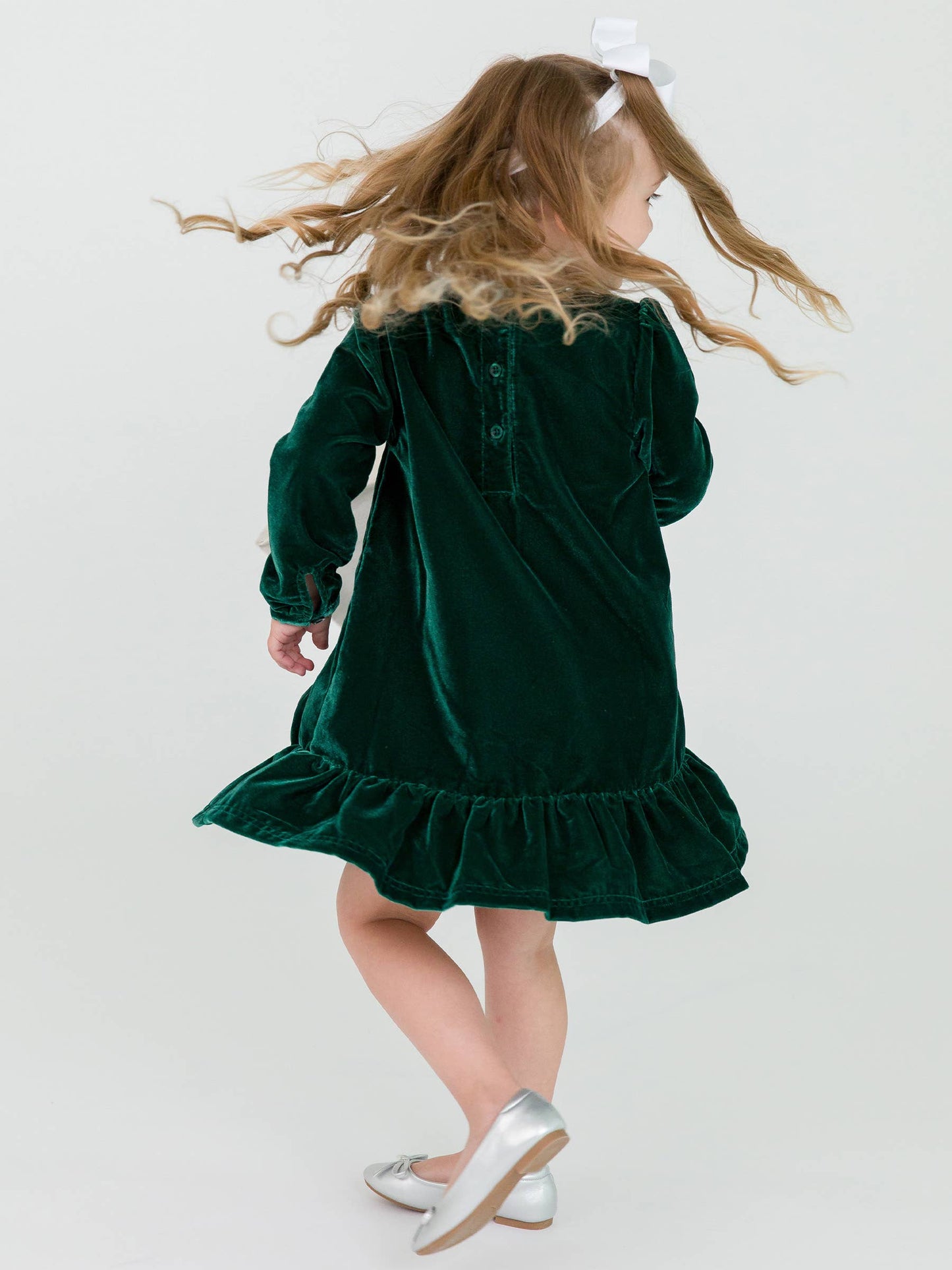 Green Velvet Long Sleeve Dress